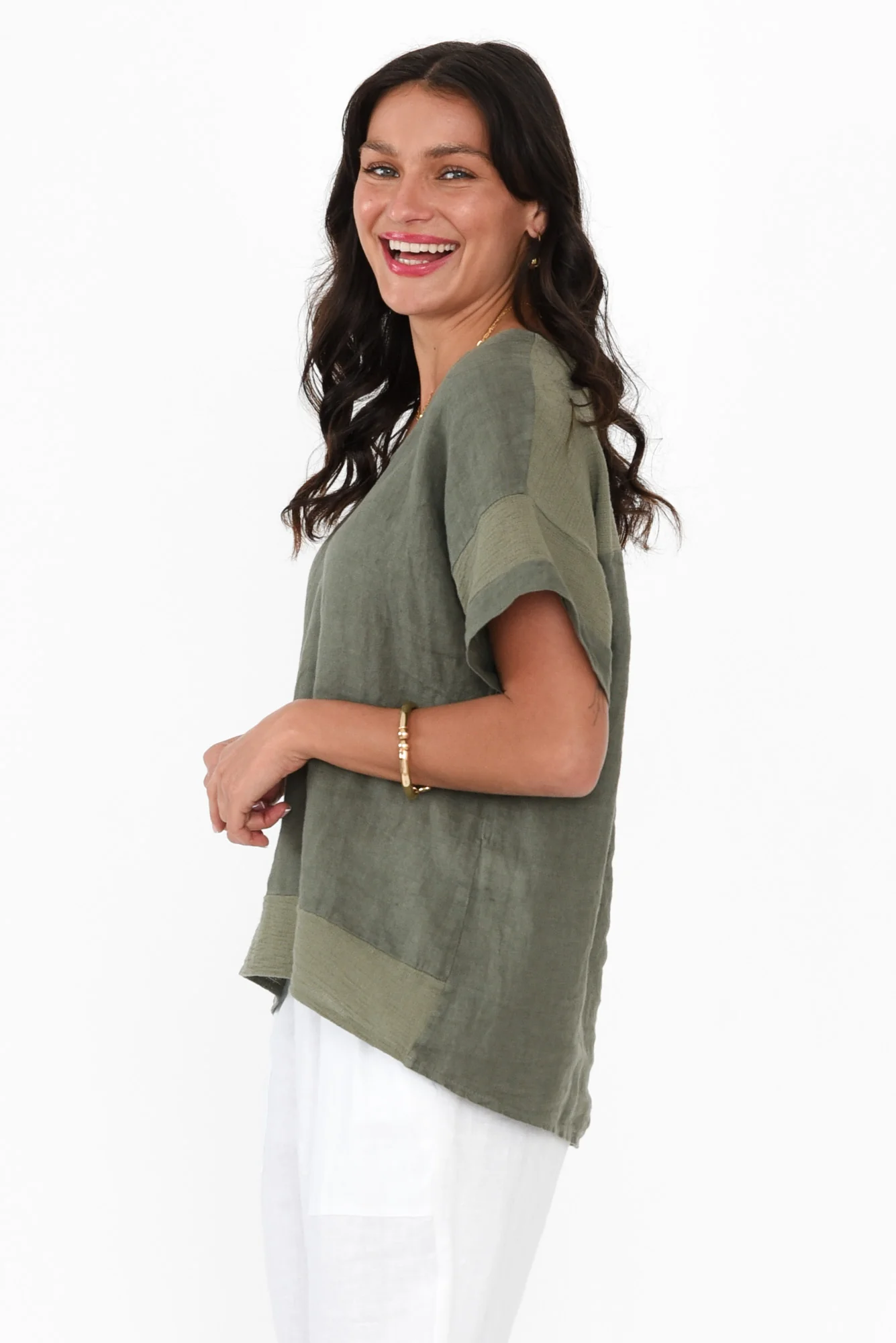 Kaya Khaki Linen Top - Image 3