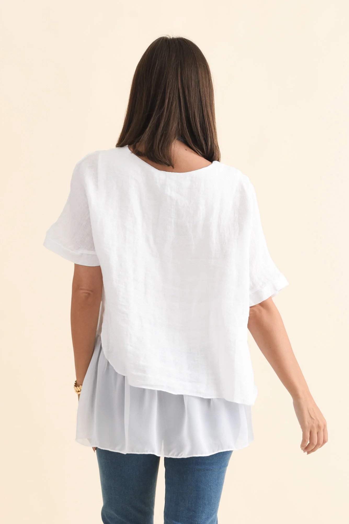 Kayla White Linen Layered Top - Image 4