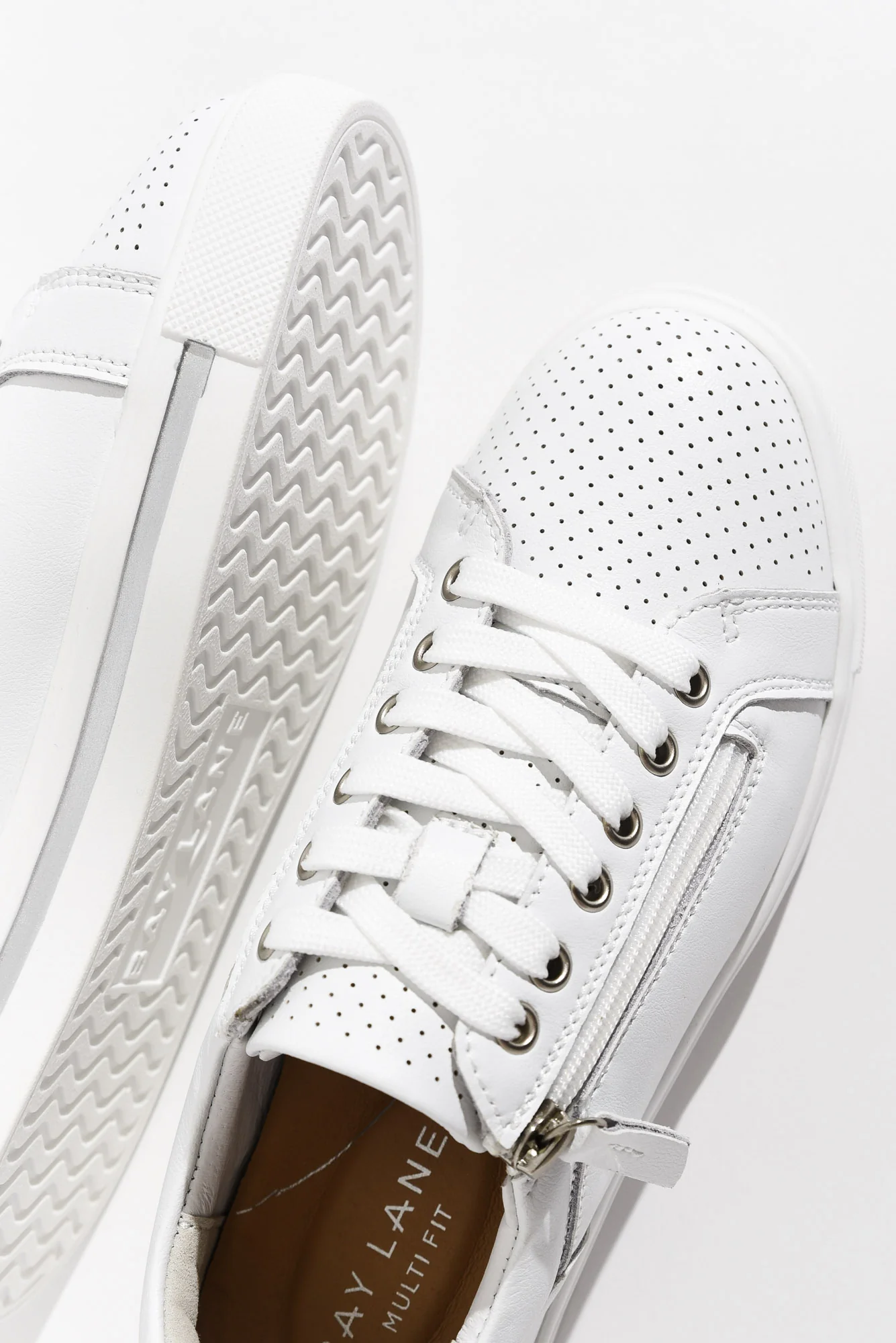 Koko White Leather Zip Sneaker - Image 3