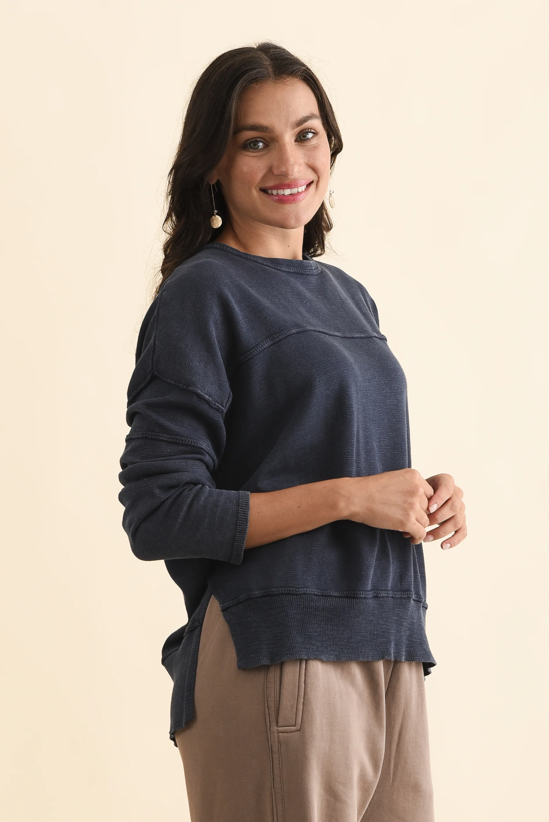 Kymberly Navy Cotton Knit Jumper - Image 3
