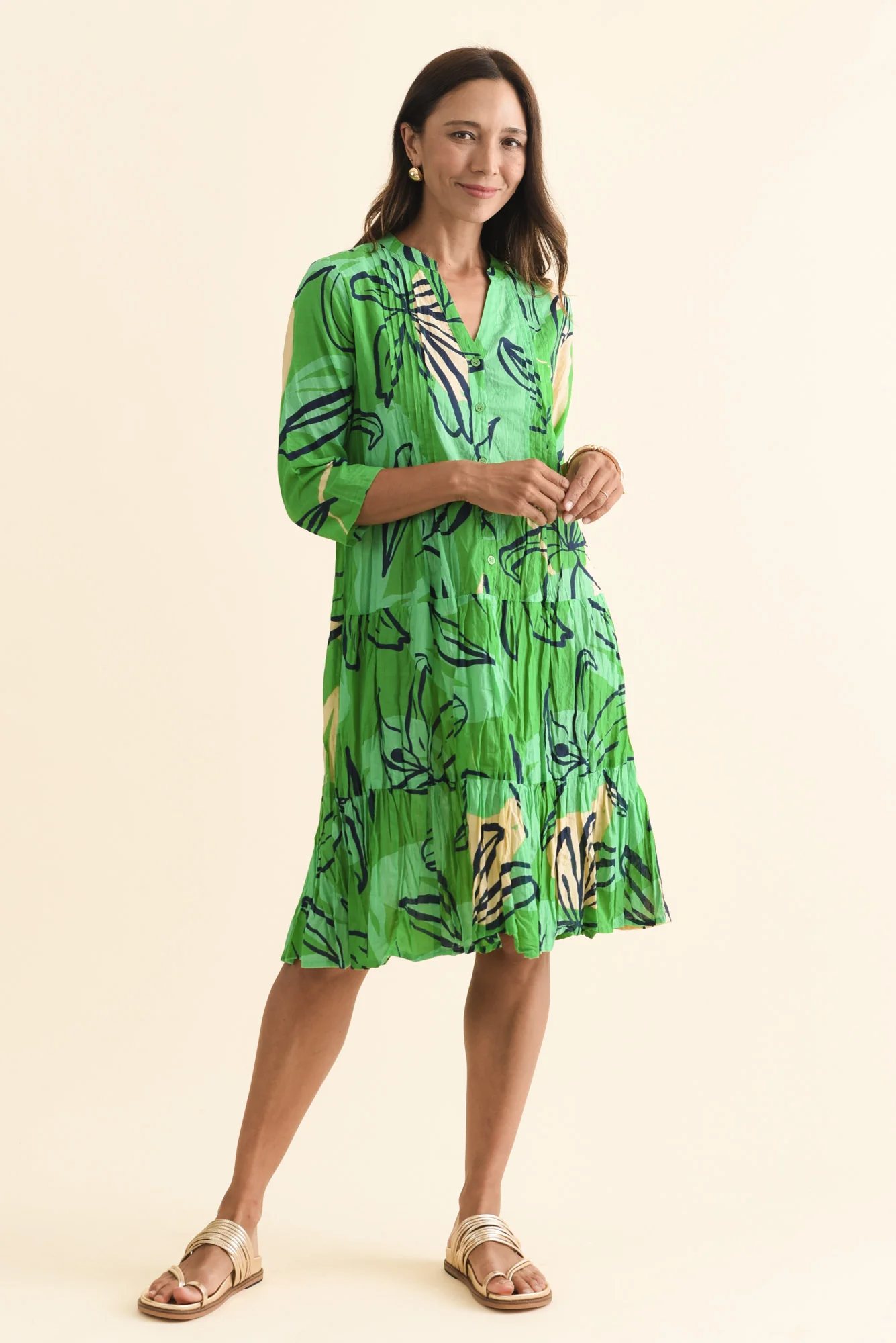 Larissa Green Lily Cotton Pleated Dress - Image 6