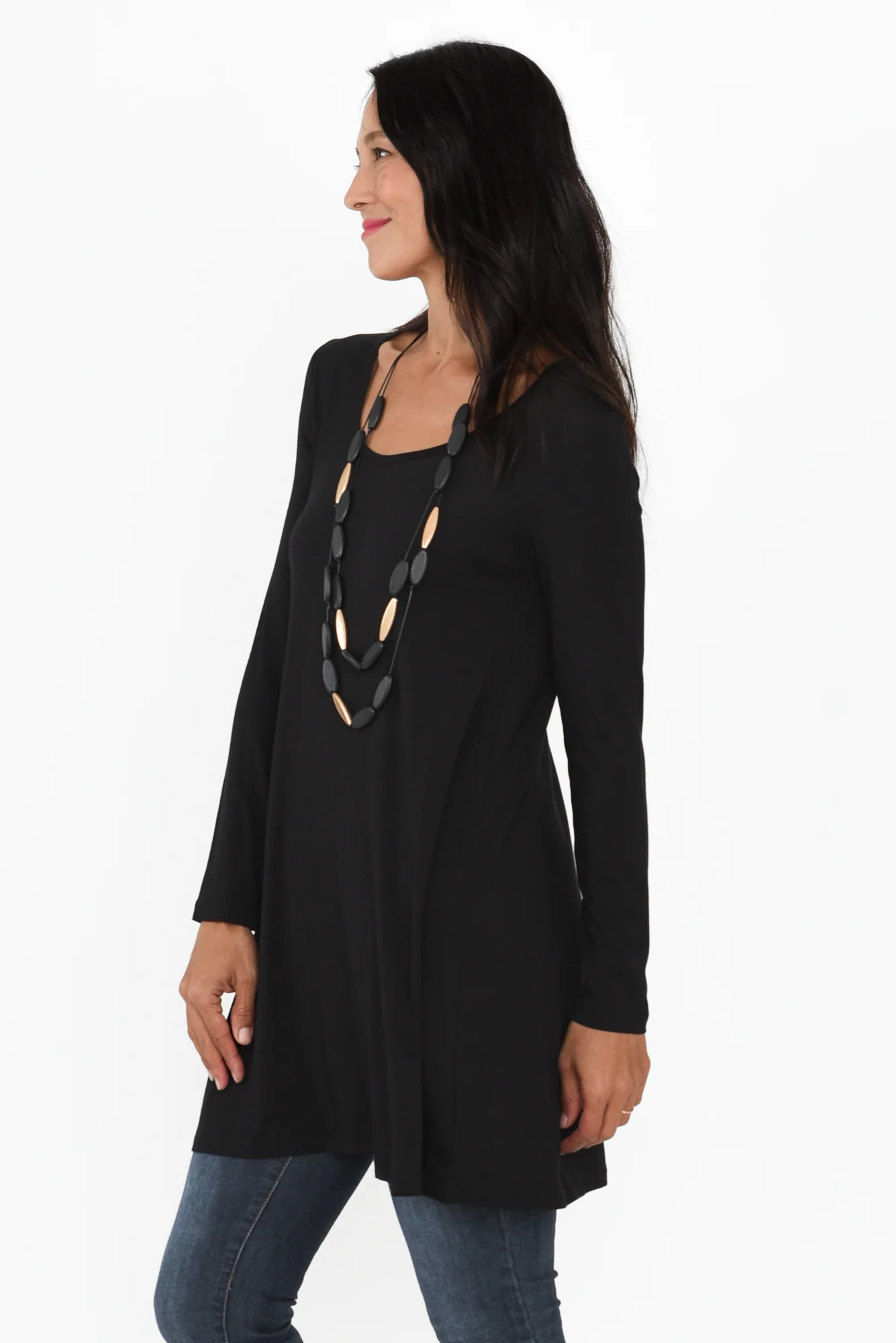 Leanne Black Bamboo Tunic Top - Image 5