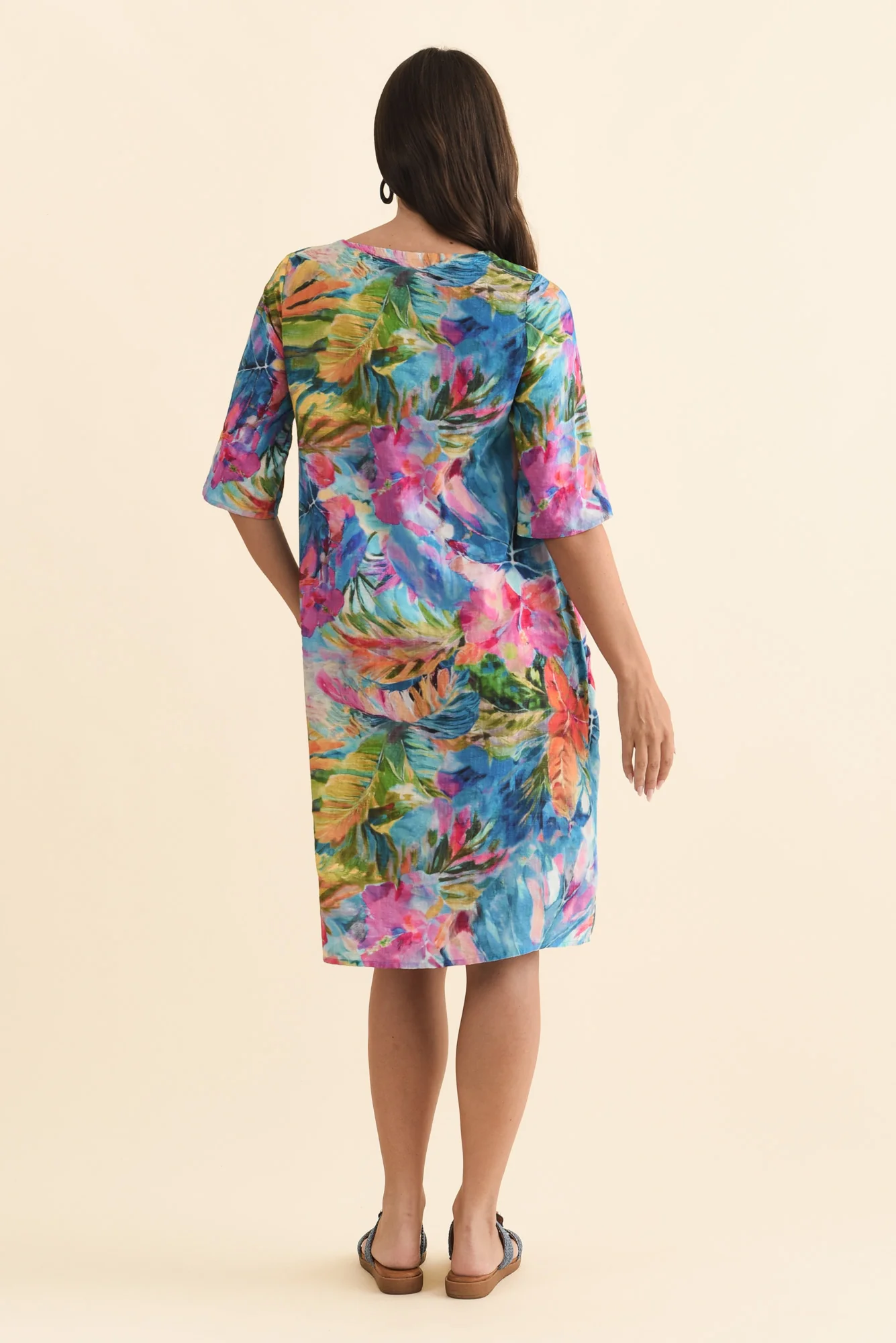 Lilibet Blue Tropical Cotton Pocket Dress - Image 5