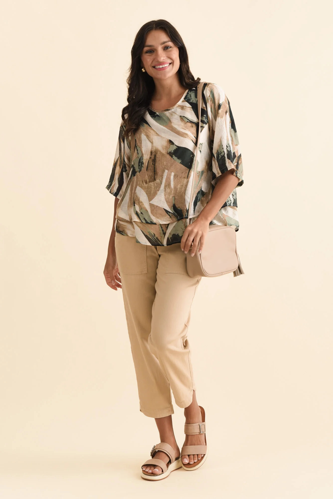 Liora Brown Abstract Layered Top - Image 2
