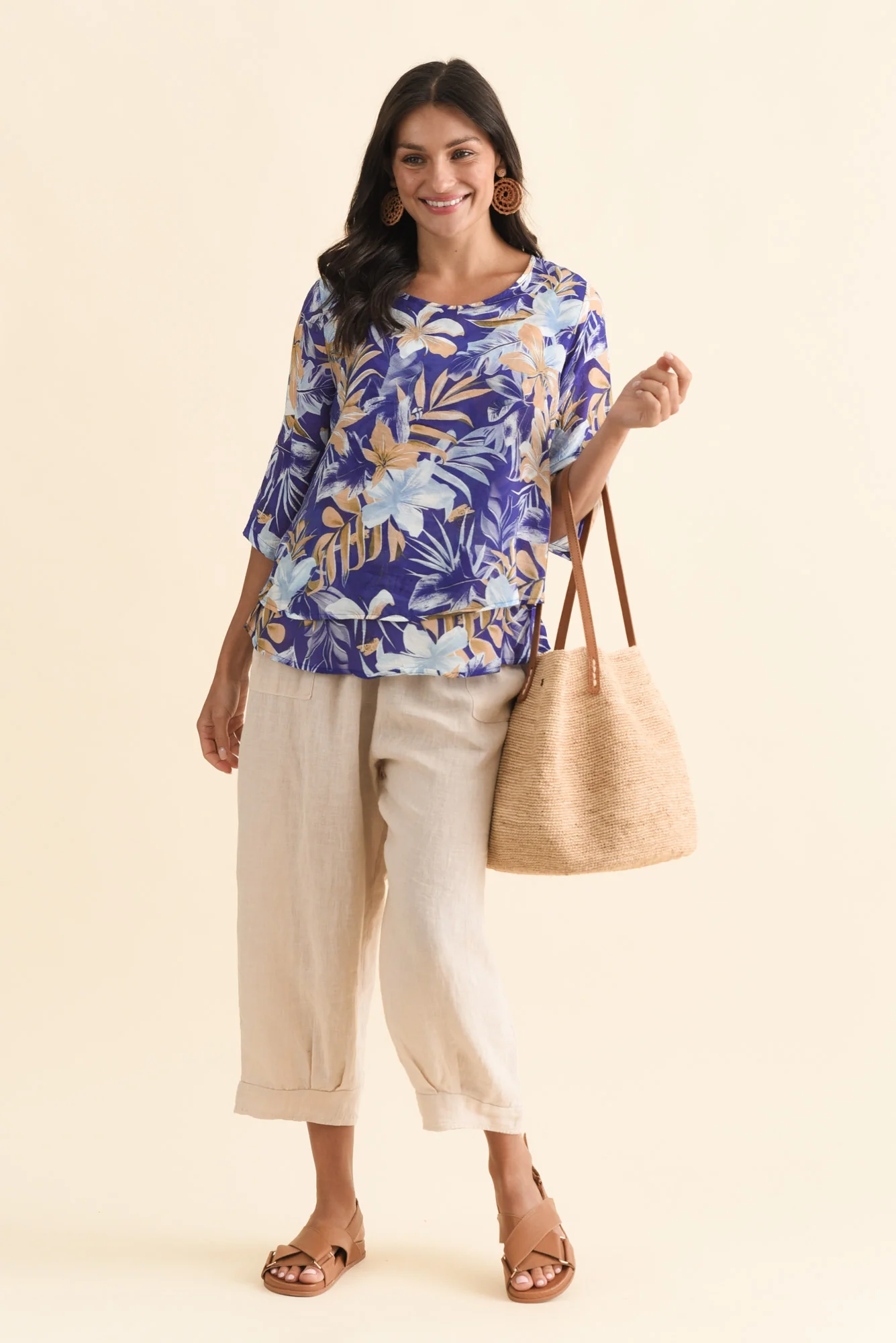 Liora Cobalt Floral Layered Top - Image 2