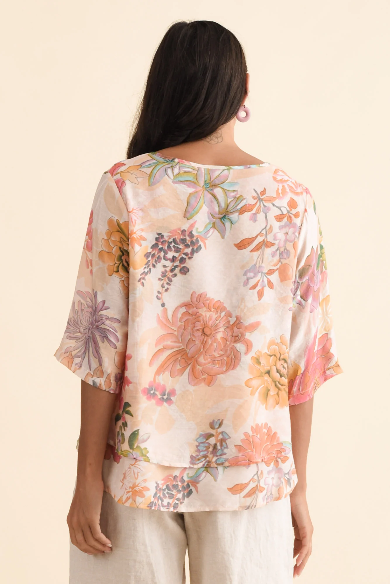 Liora Peach Floral Layered Top - Image 4