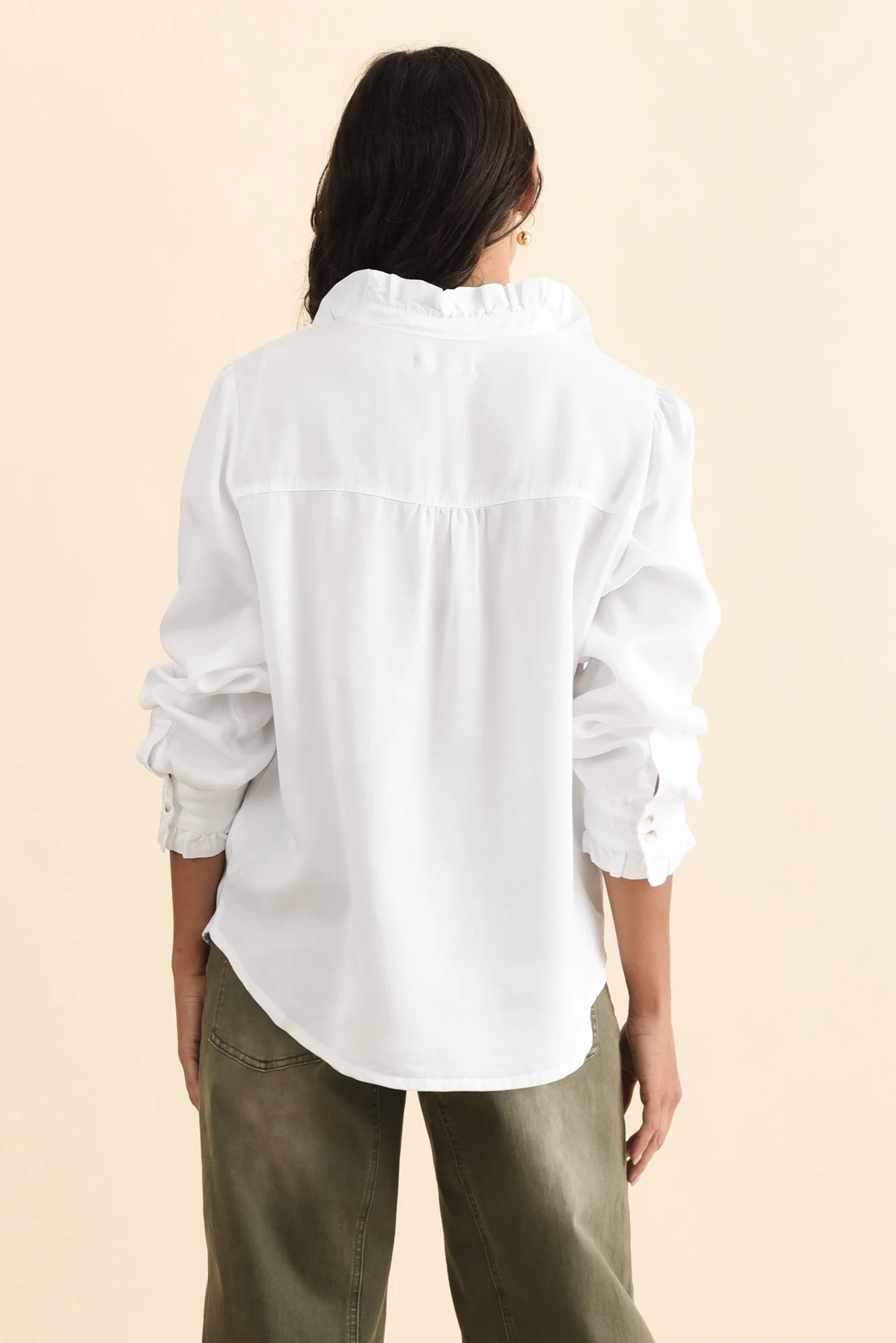 Lucille White Lyocell Pleated Shirt - Image 4