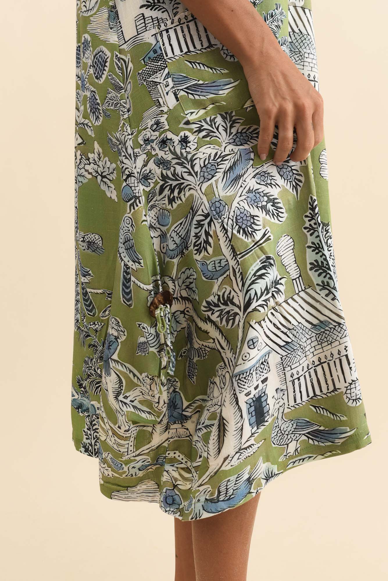 Lula Green Garden Linen Cotton Dress - Image 6