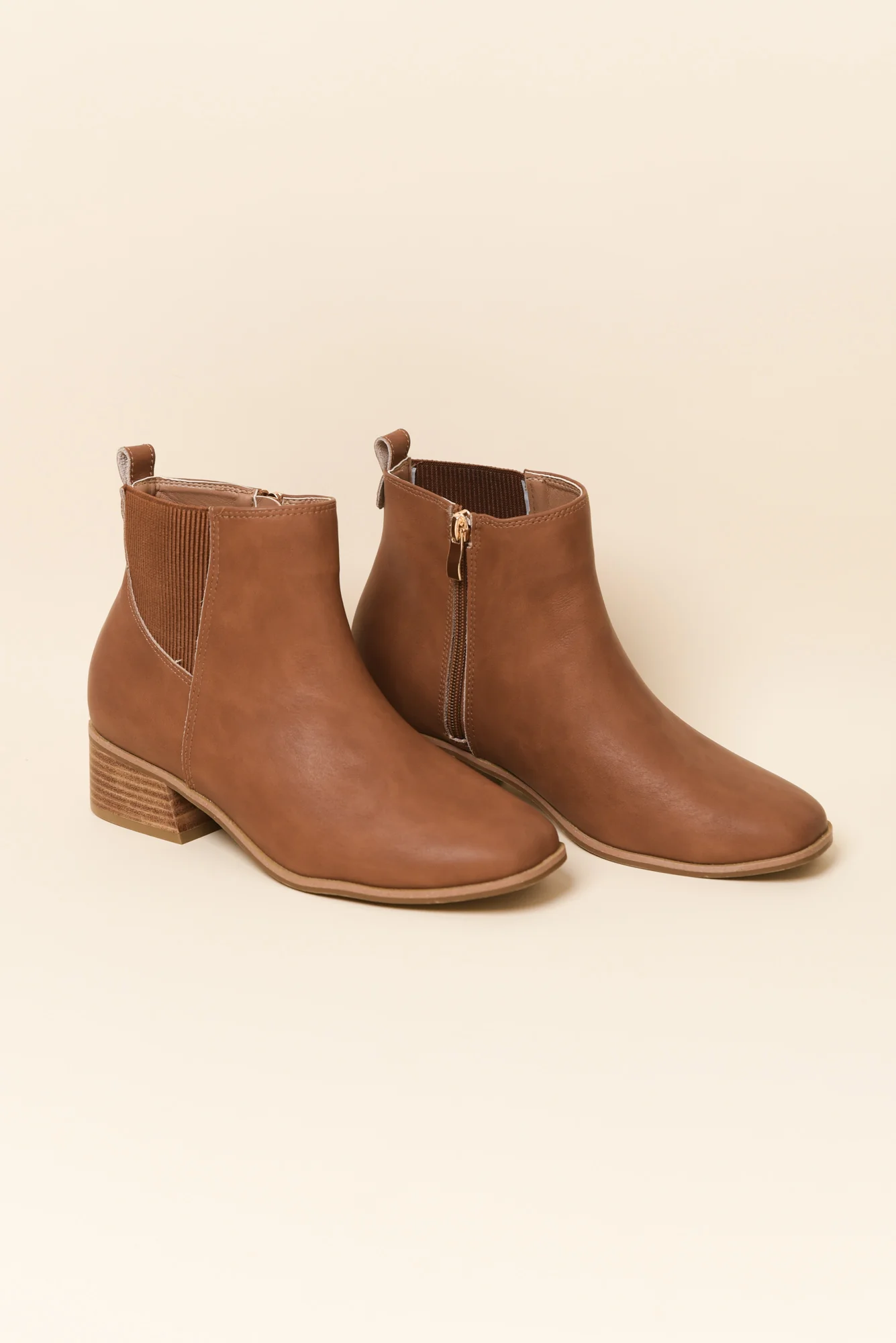 Lyra Tan Leather Heeled Boot - Image 2