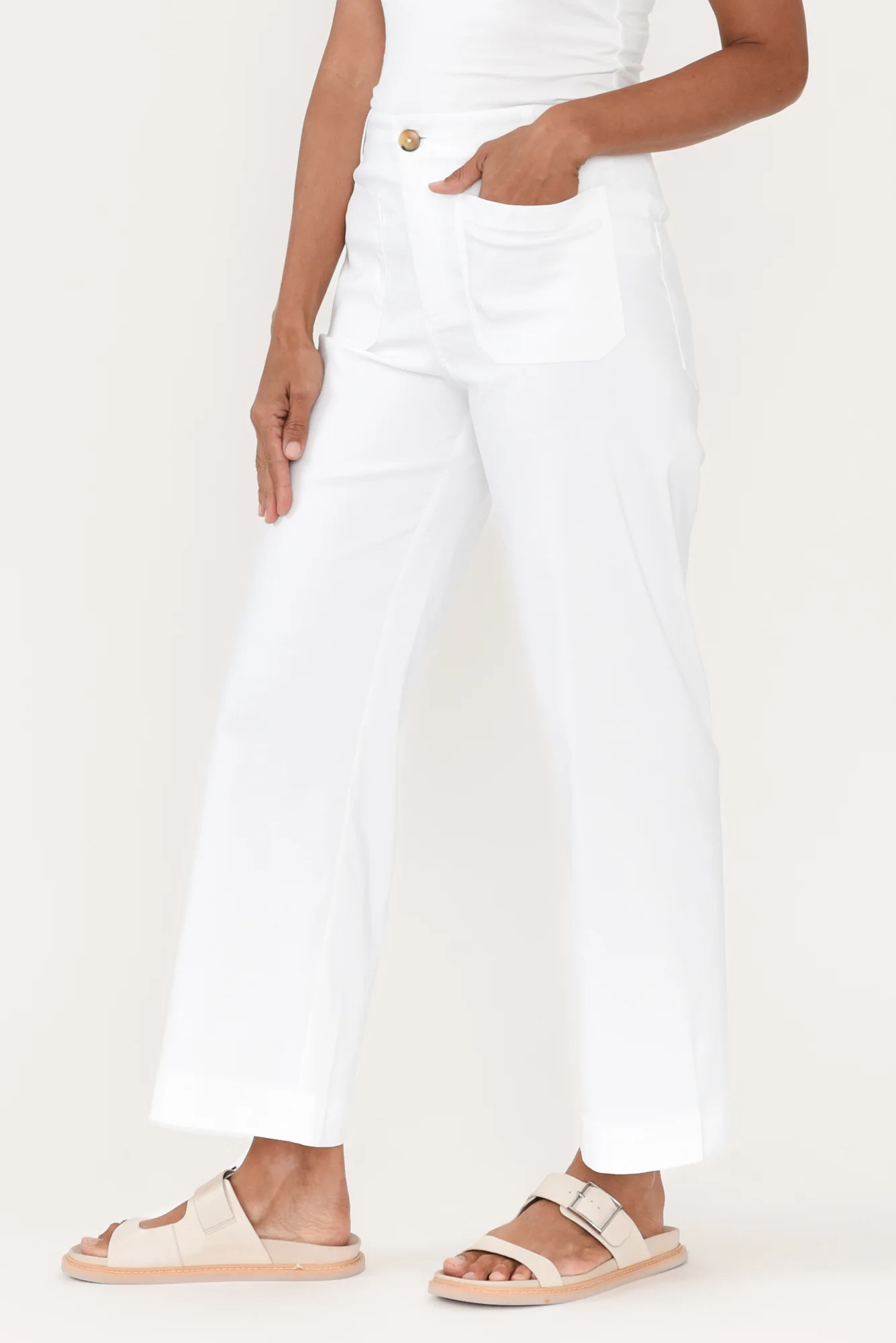 Marine White Wide Leg Pants - Image 4