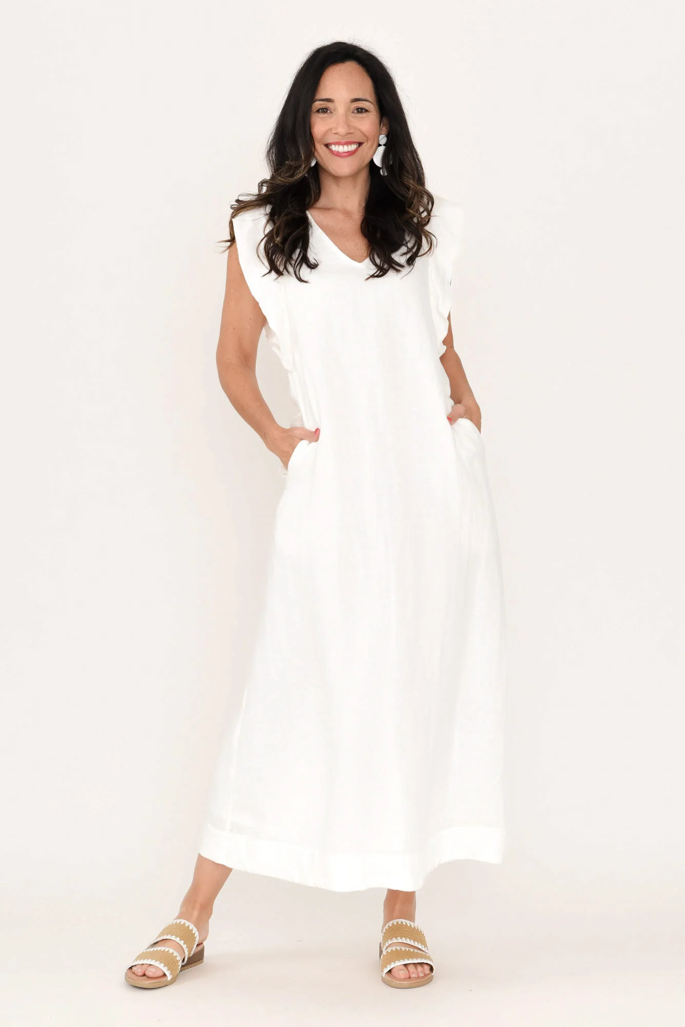 Matilda White Linen Dress - Image 3