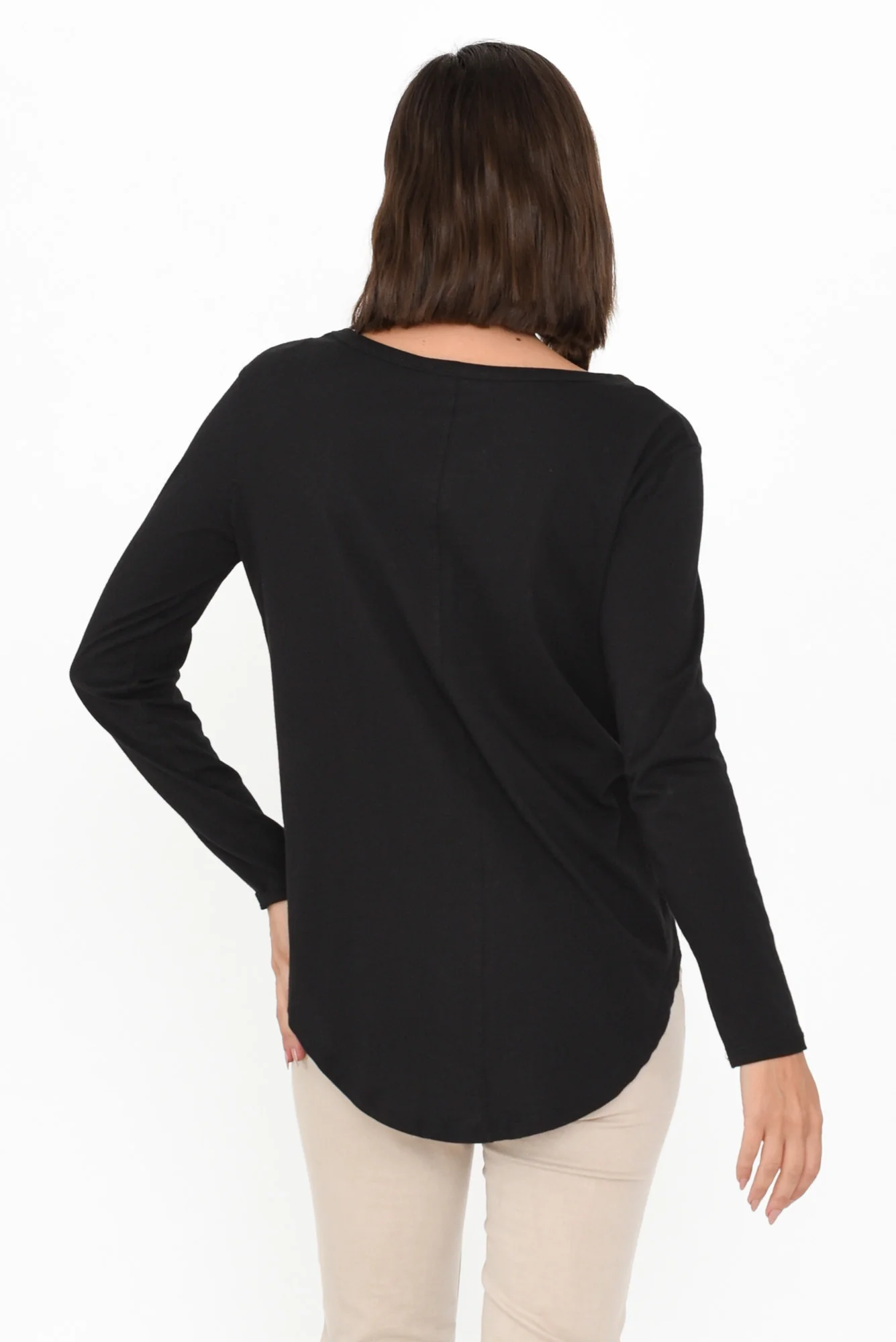 Megan Black Cotton Long Sleeve Top - Image 5