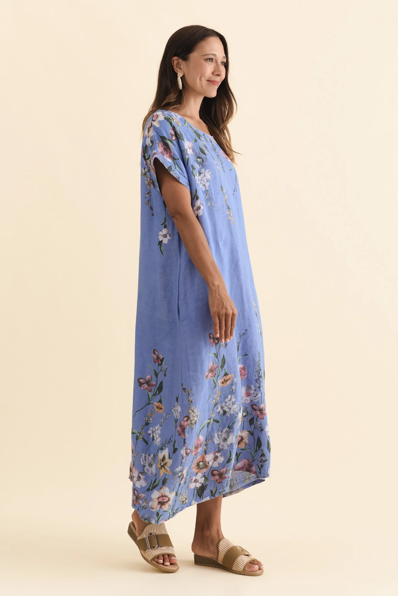 Morrison Blue Floral Linen Pocket Dress - Image 3