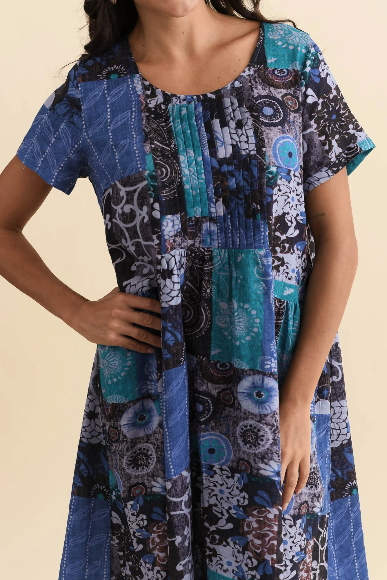 Murano Blue Mosaic Cotton Dress - Image 5