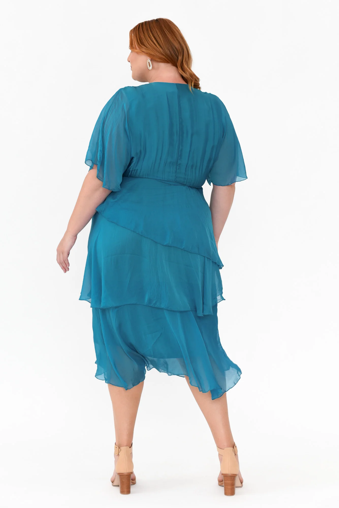 Natalie Teal Silk Layer Dress - Image 10