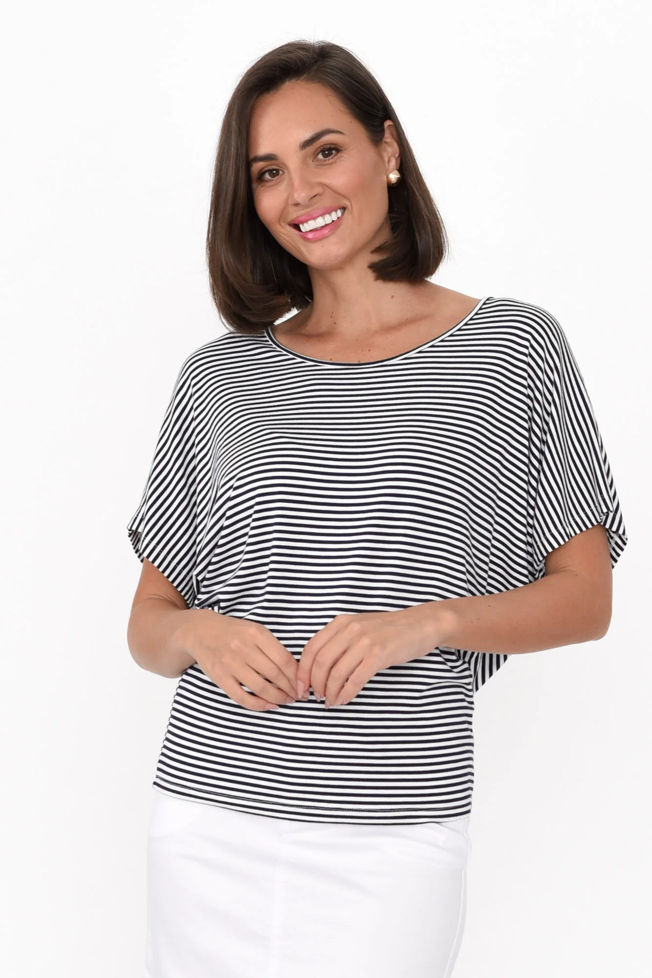Navy and White Stripe Maui Tee - Image 2