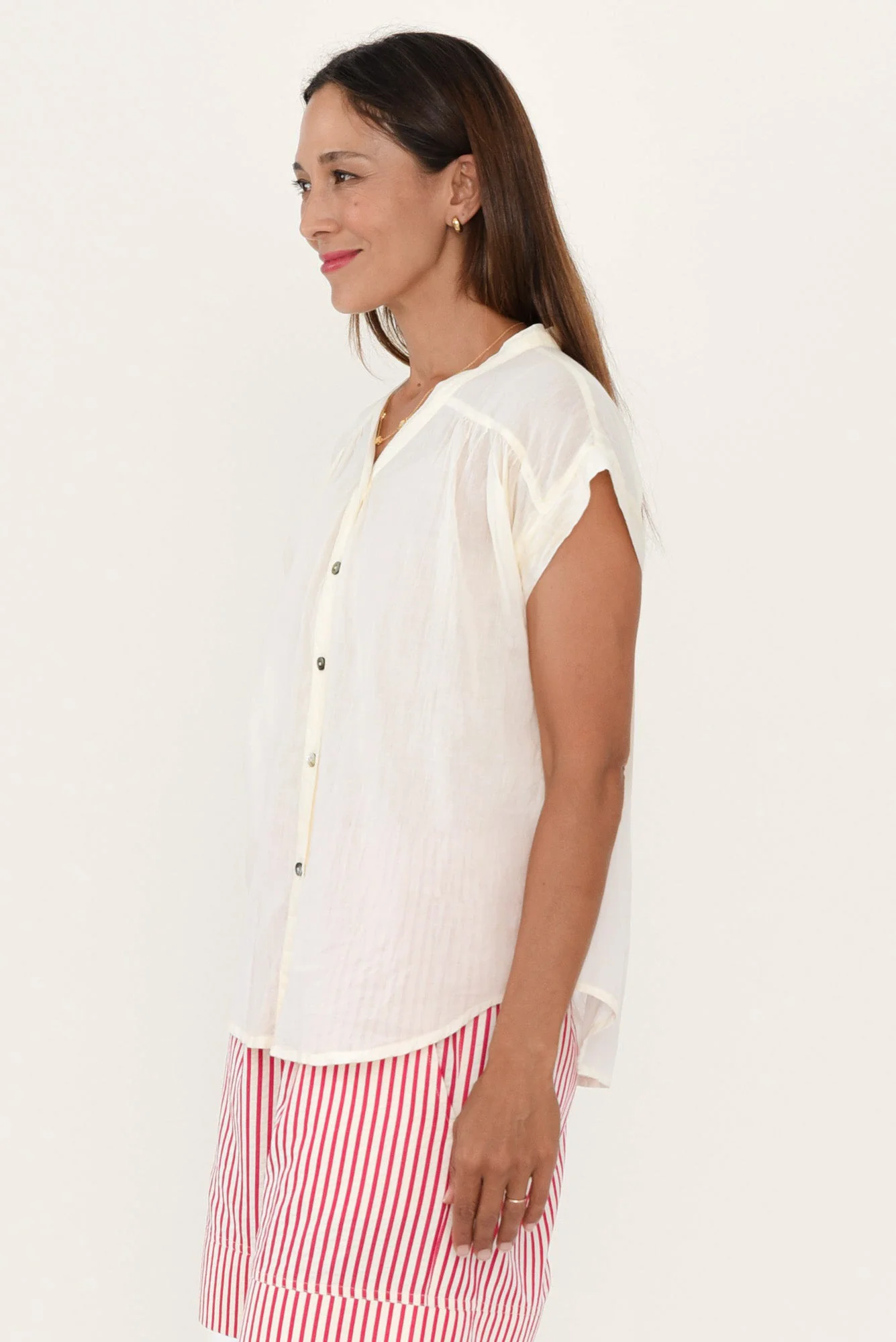 Nevada White Cotton Button Top - Image 4