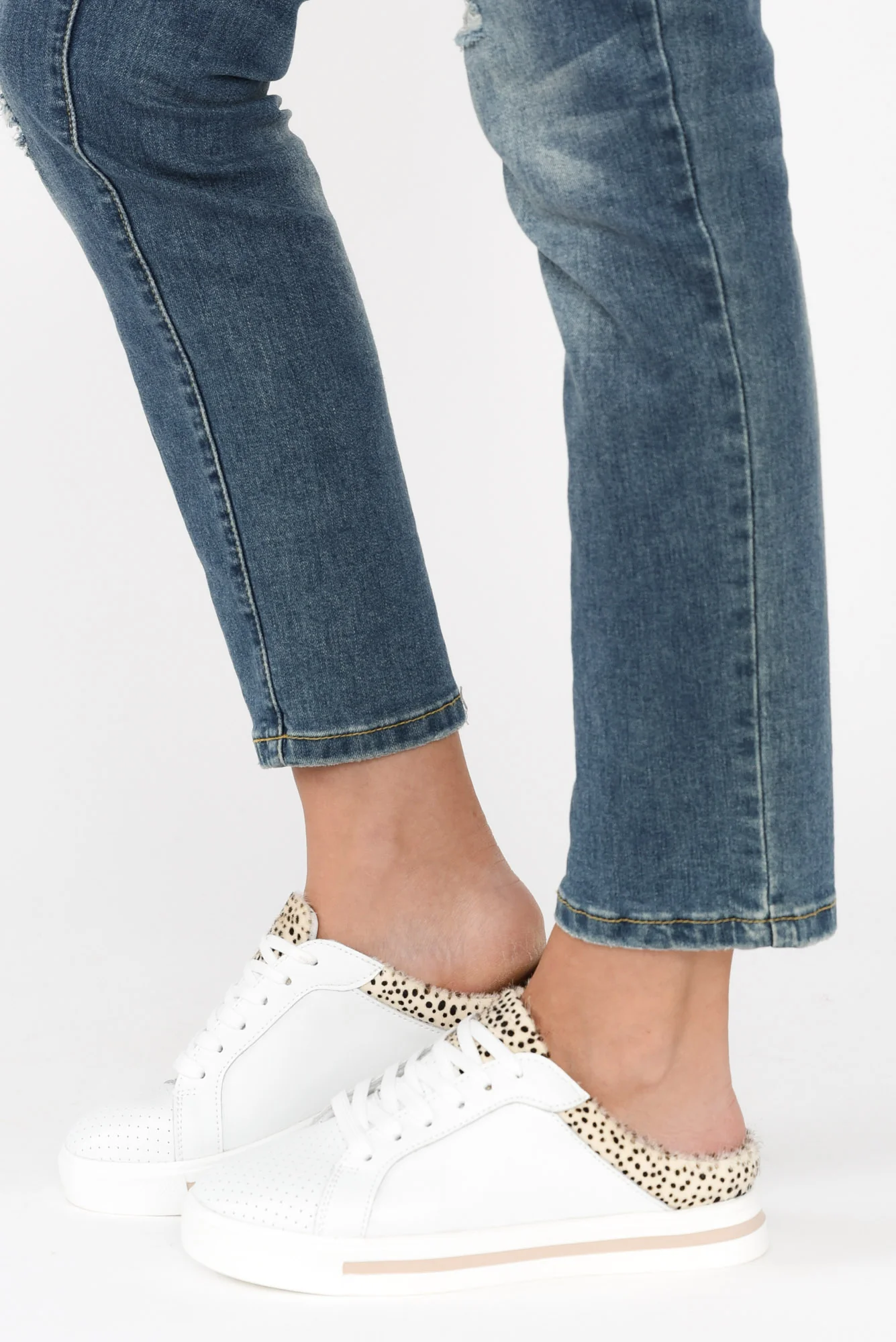 Nicky White Cheetah Leather Mule Sneaker - Image 7