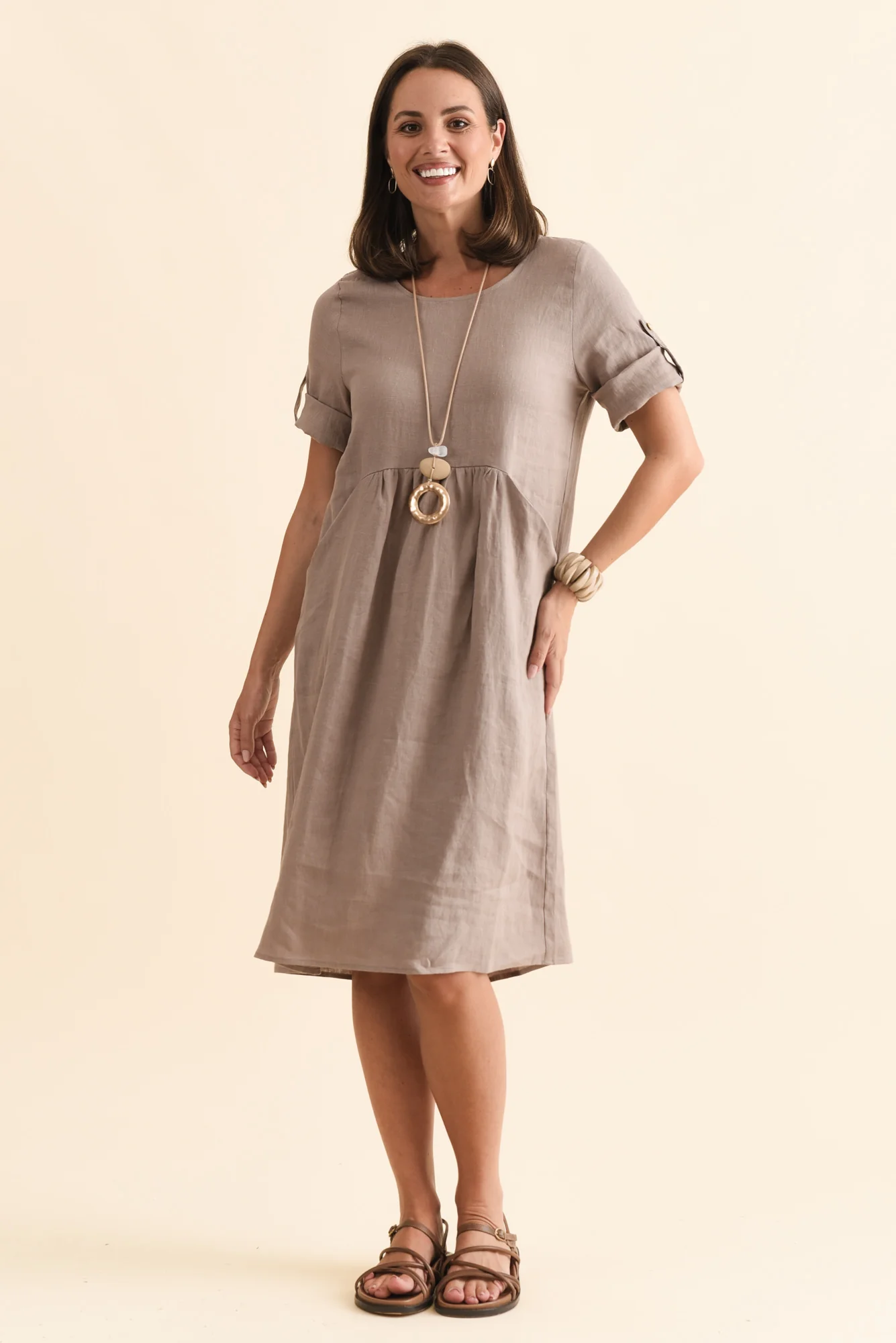 Nolita Mocha Linen Pocket Dress