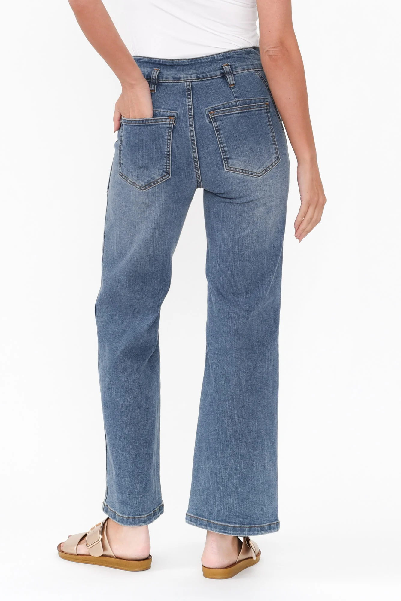 Orwell Mid Blue Wide Leg Jeans - Image 6