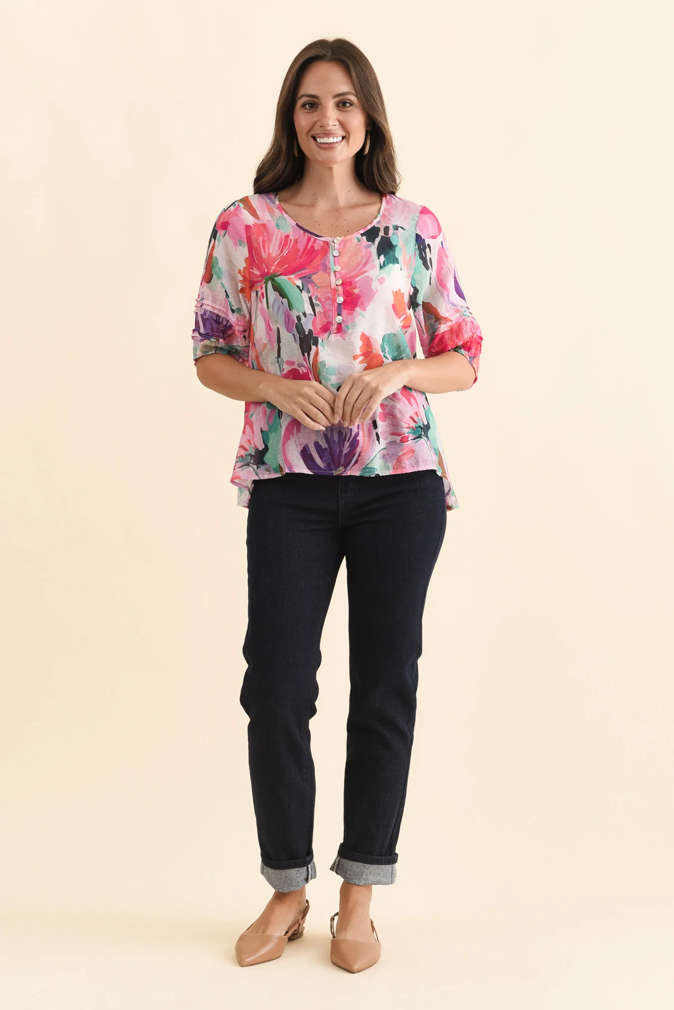 Paden Pink Floral Button Top - Image 6