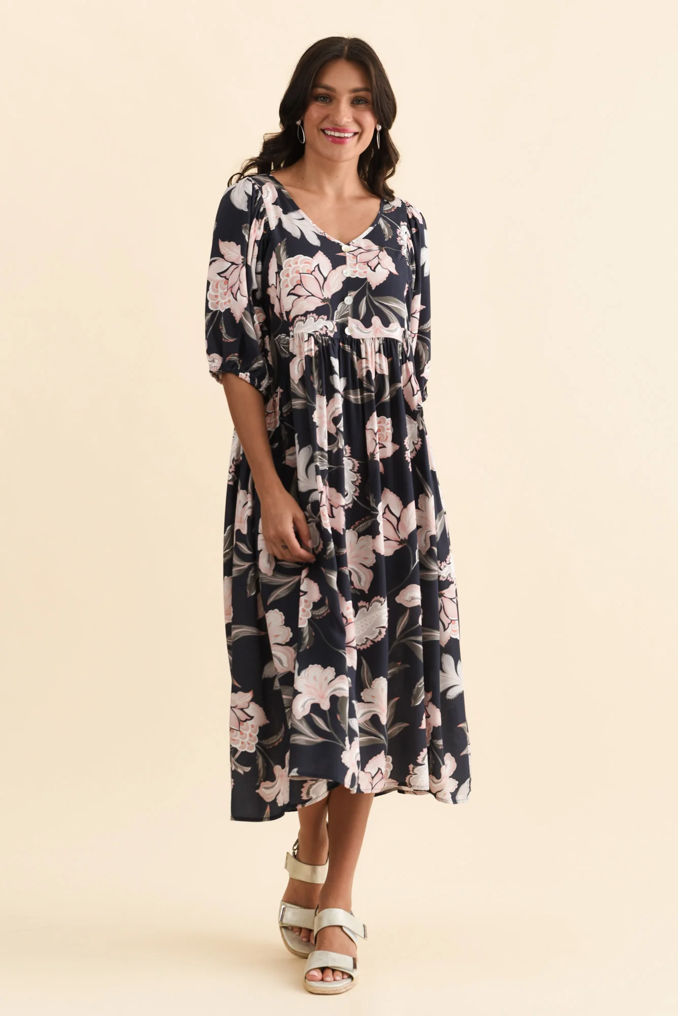 Pansy Navy Floral Pocket Dress - Image 2