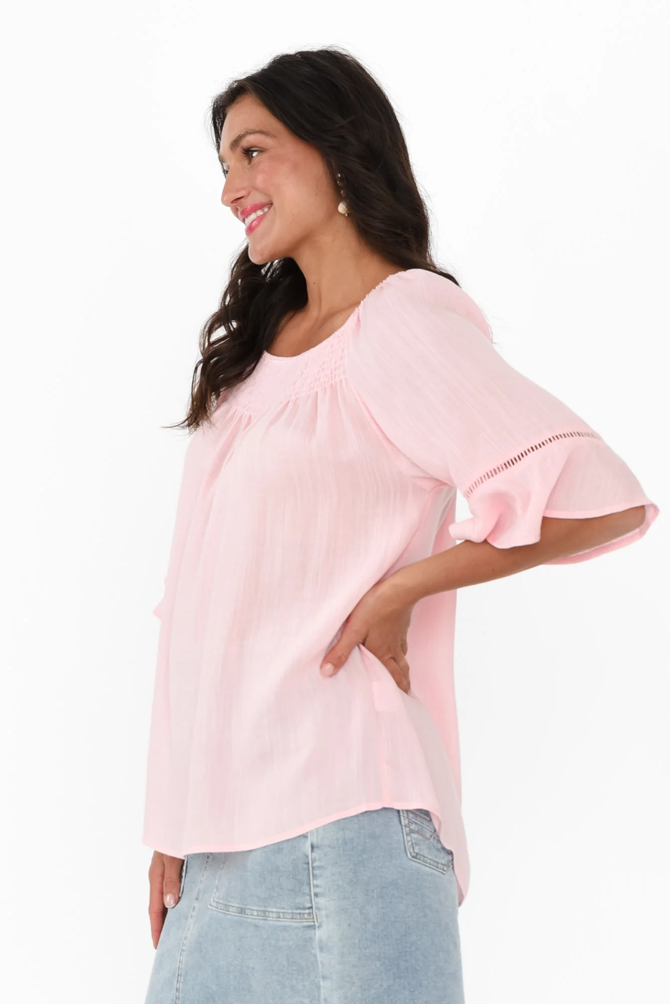 Patina Blush Shirred Top - Image 3