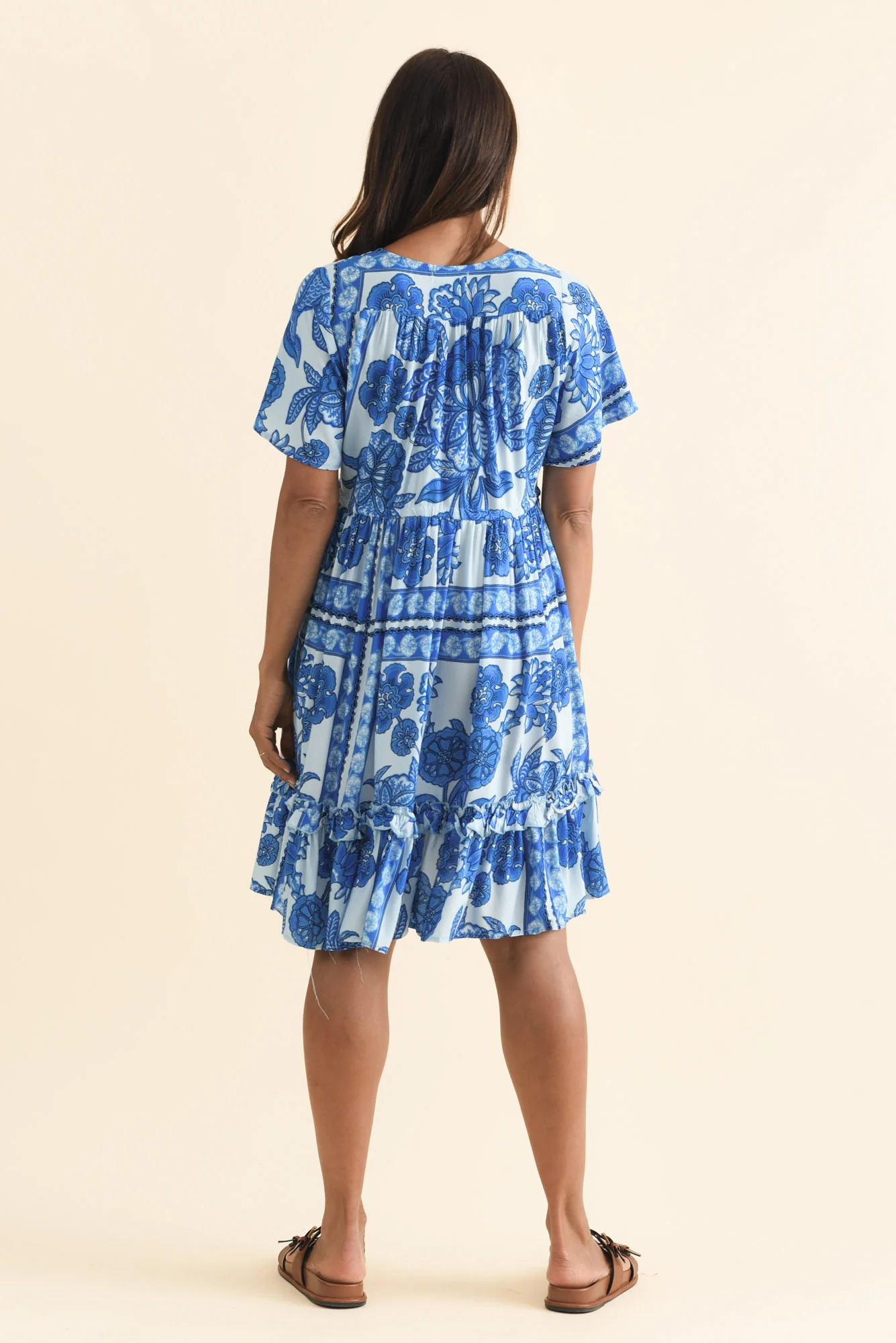 Patrice Blue Garden Frill Dress - Image 4