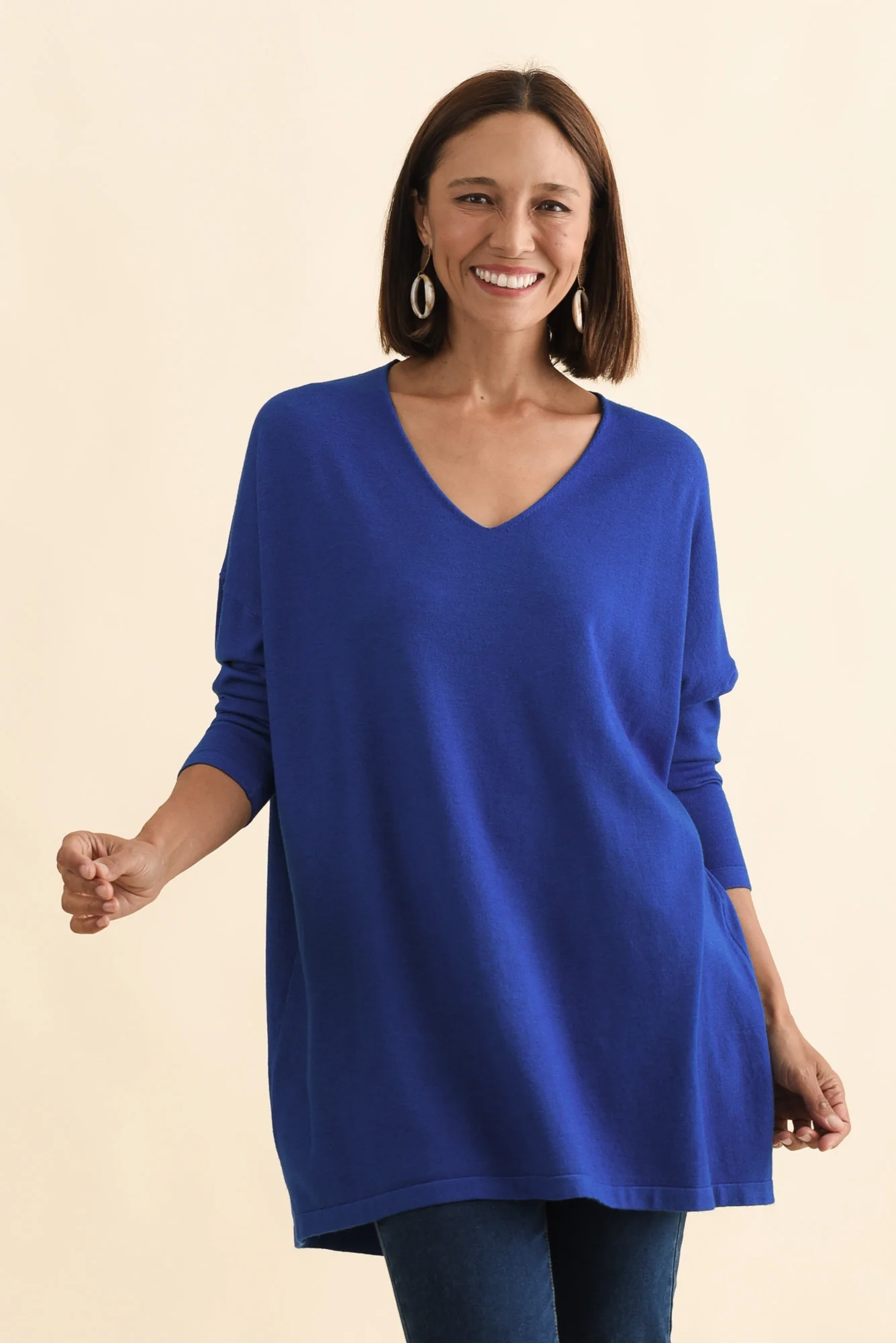 Piper Cobalt V Neck Knit Jumper - Image 2