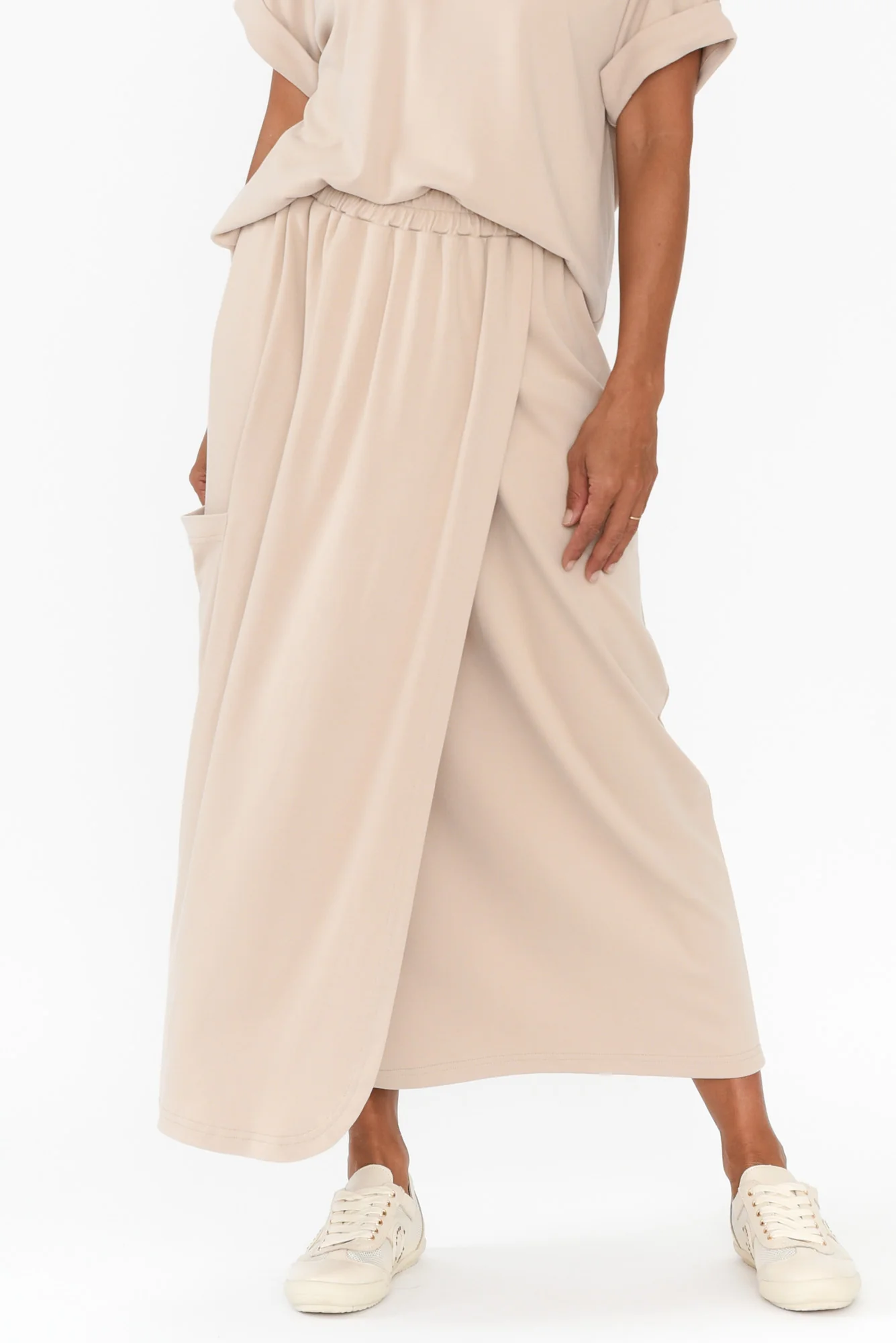 Polly Beige Wrap Pocket Skirt