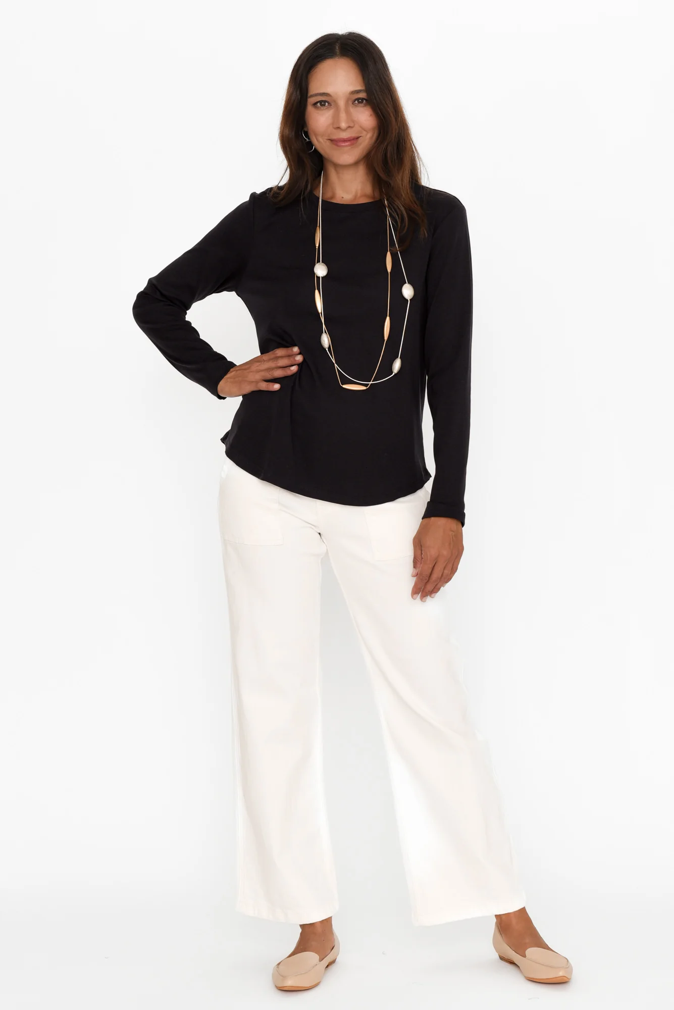 Porter Navy Cotton Long Sleeve Top - Image 6