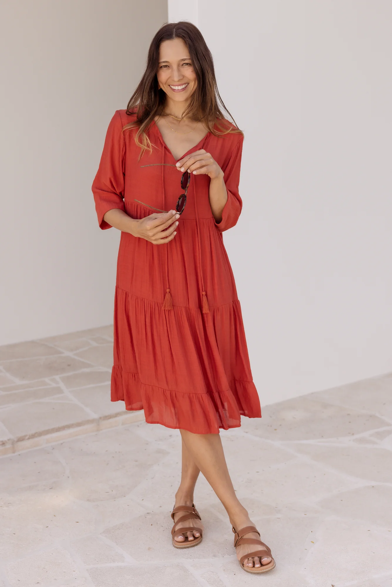 Ravina Rust Tier Dress