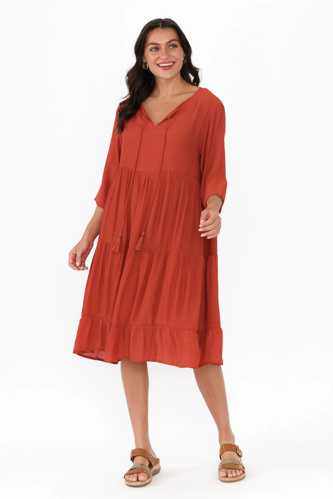 Ravina Rust Tier Dress - Image 7