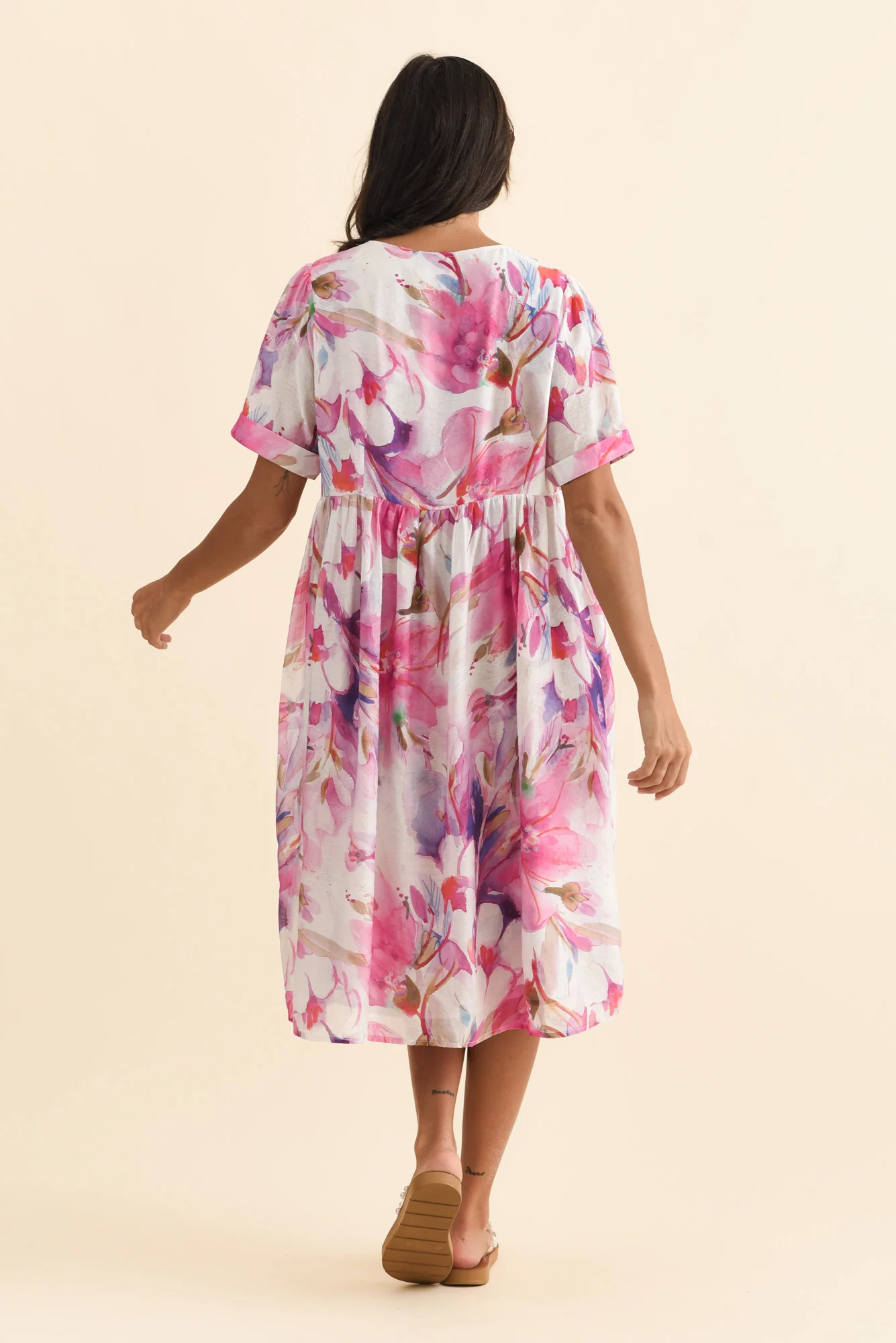 Rayna Pink Floral Button Dress - Image 4