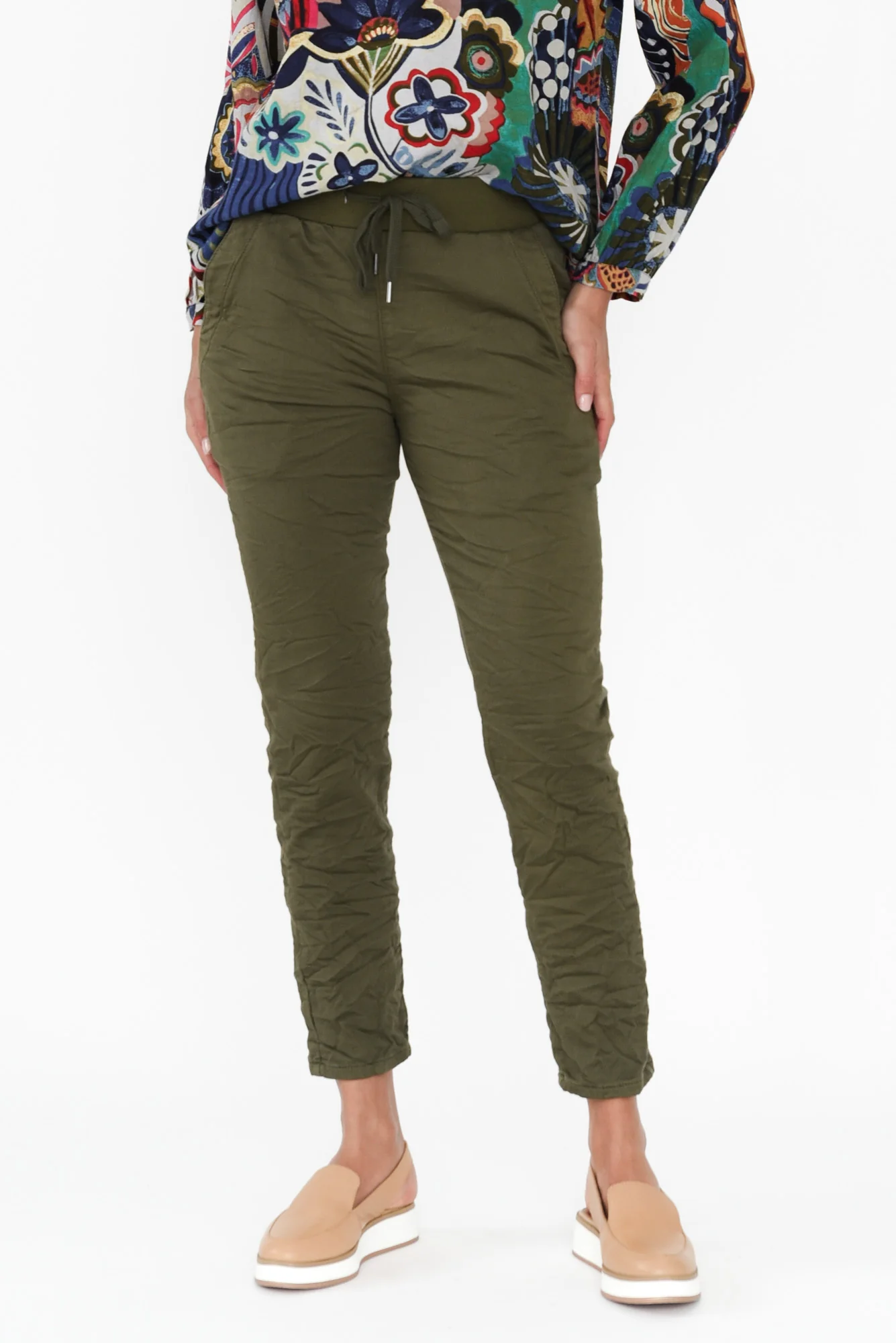 Riley Khaki Denim Jogger Pants