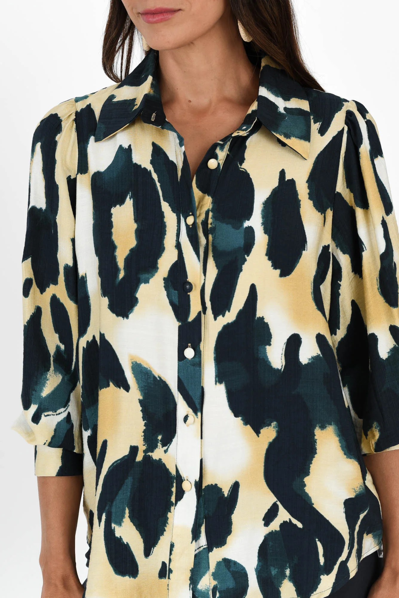 Rowan Cream Abstract Cotton Linen Shirt - Image 5