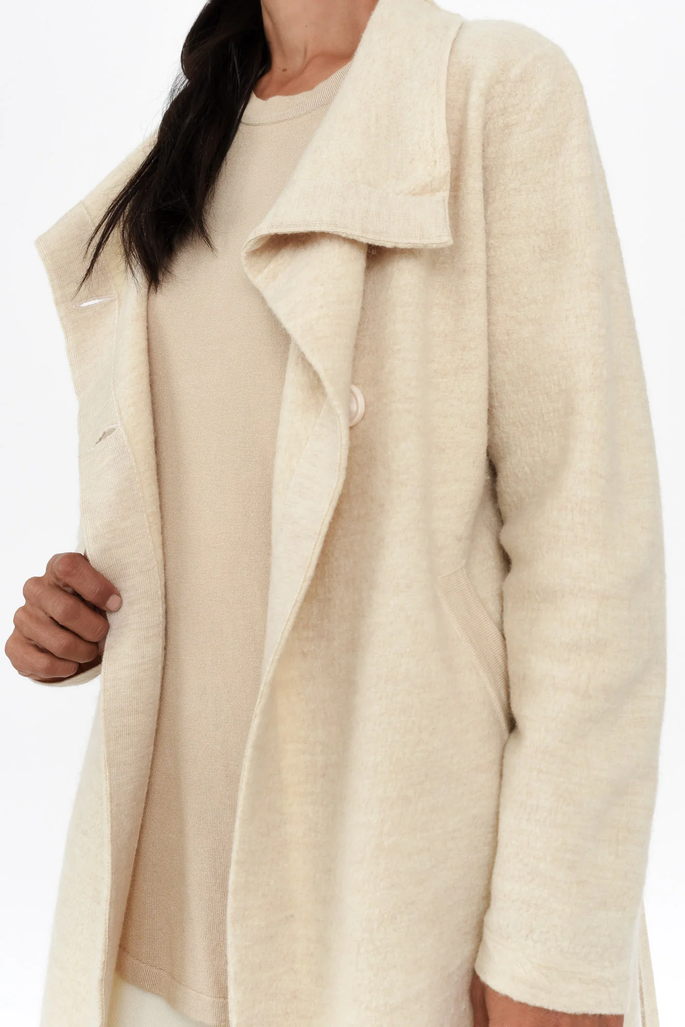 Ruben Beige Merino Wool Tie Coat - Image 5