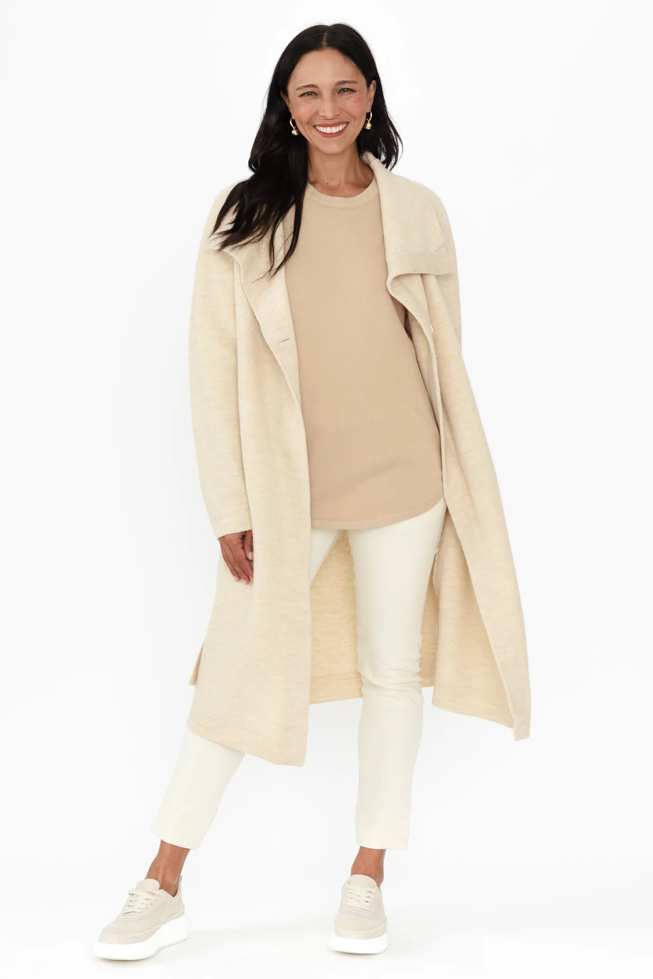 Ruben Beige Merino Wool Tie Coat - Image 6