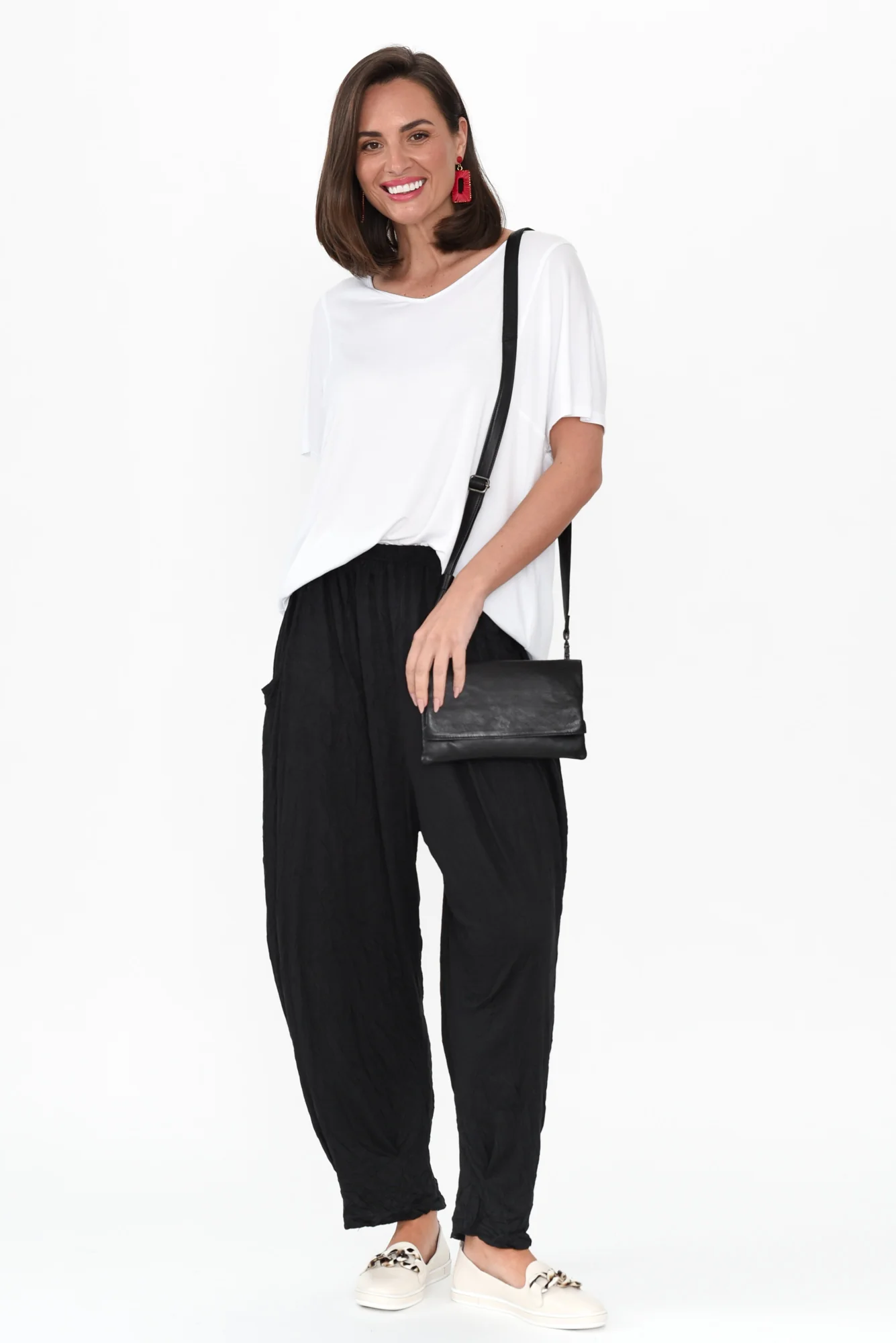 Rylee Black Crinkle Cotton Pants - Image 3