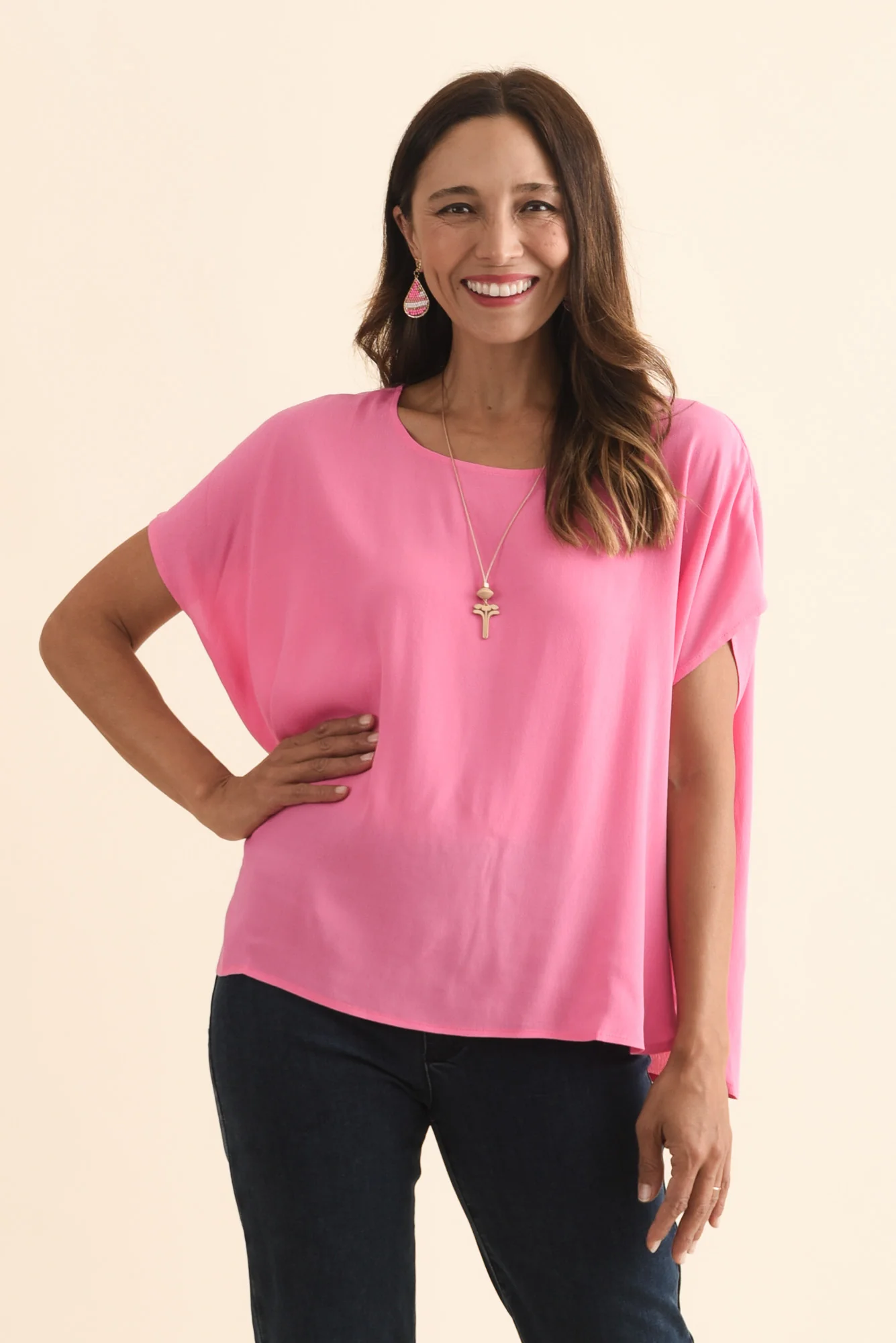 Sali Pink Drape Top