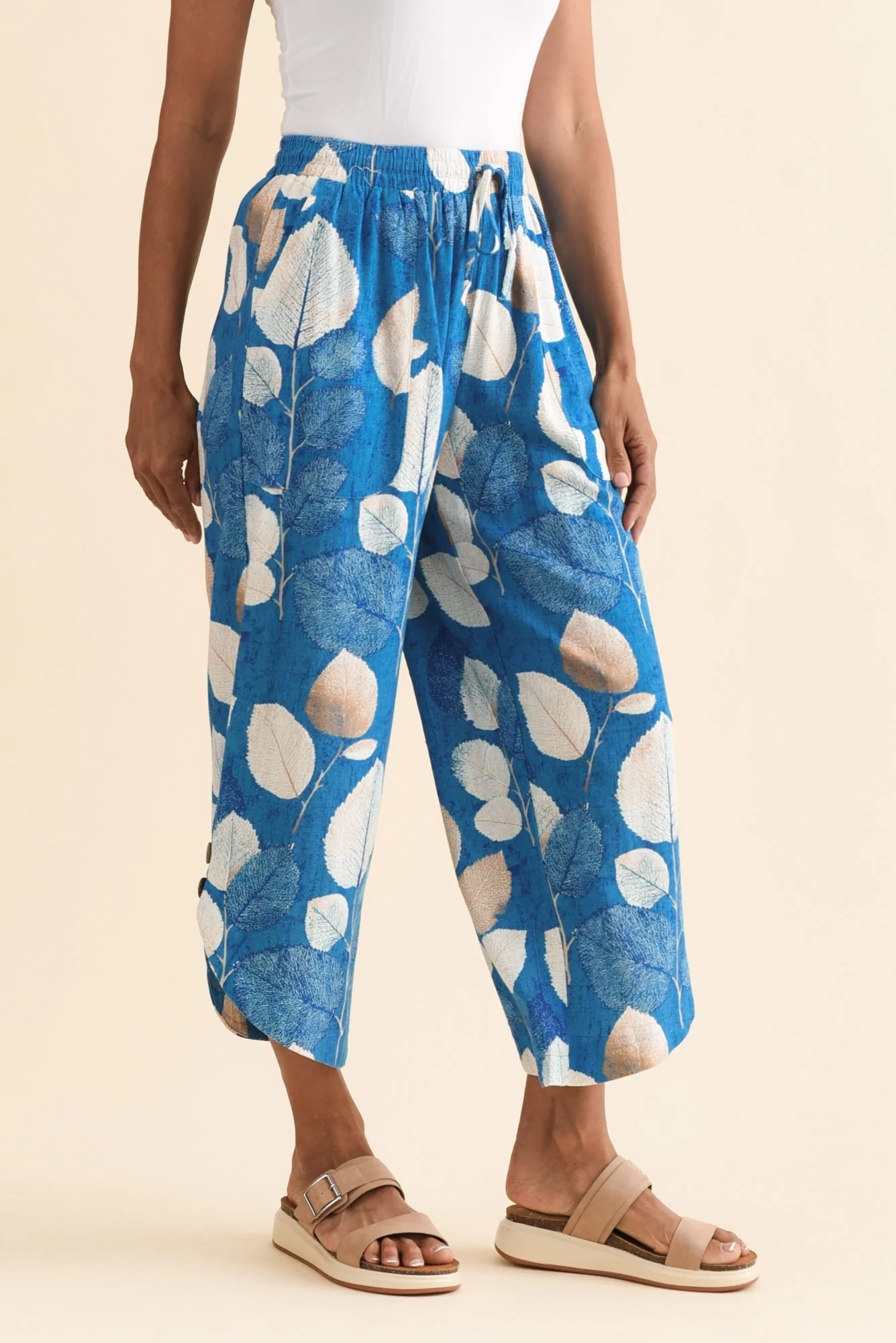 Scotty Blue Leaf Linen Cotton Pants - Image 3