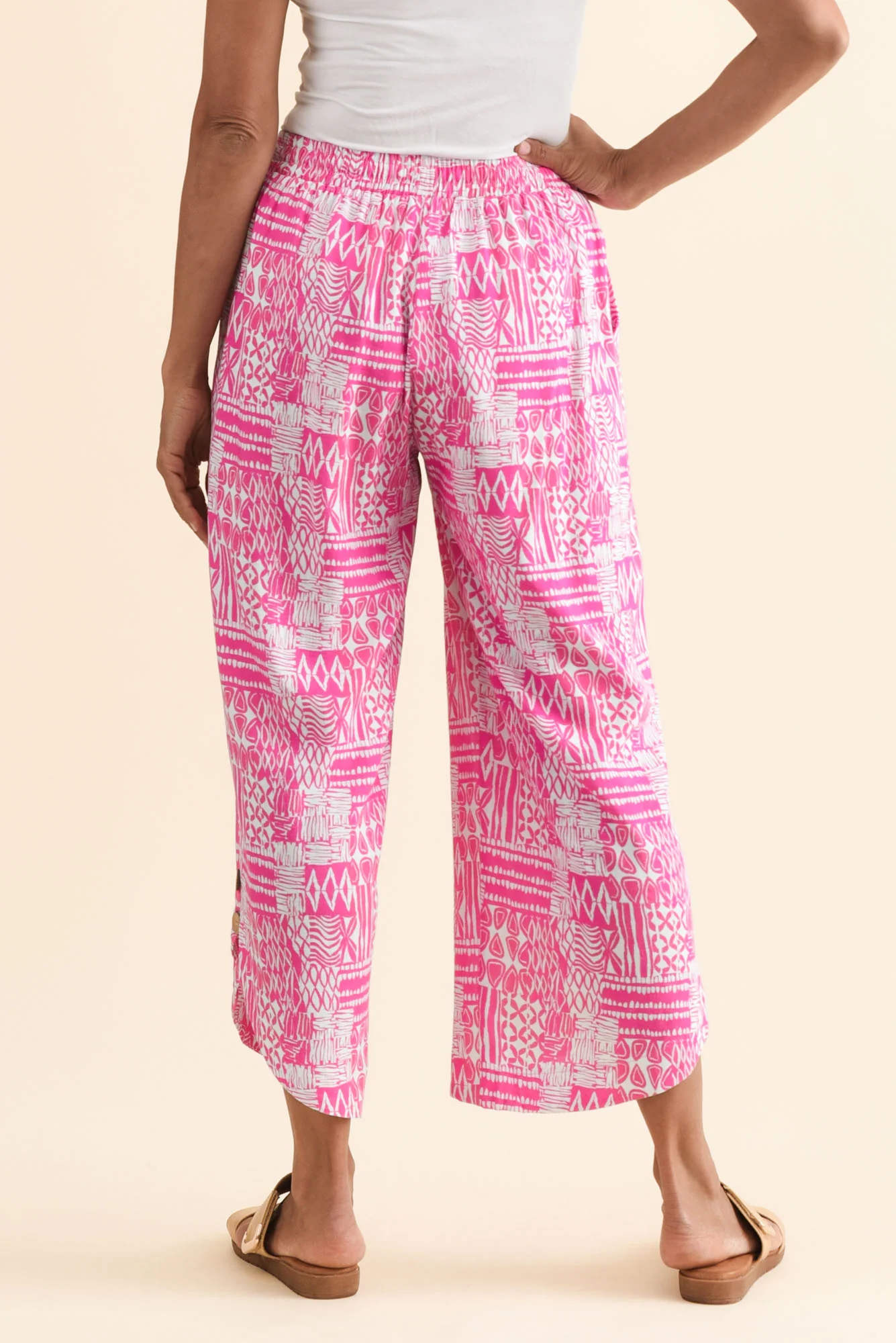 Scotty Pink Mosaic Linen Cotton Pants - Image 4