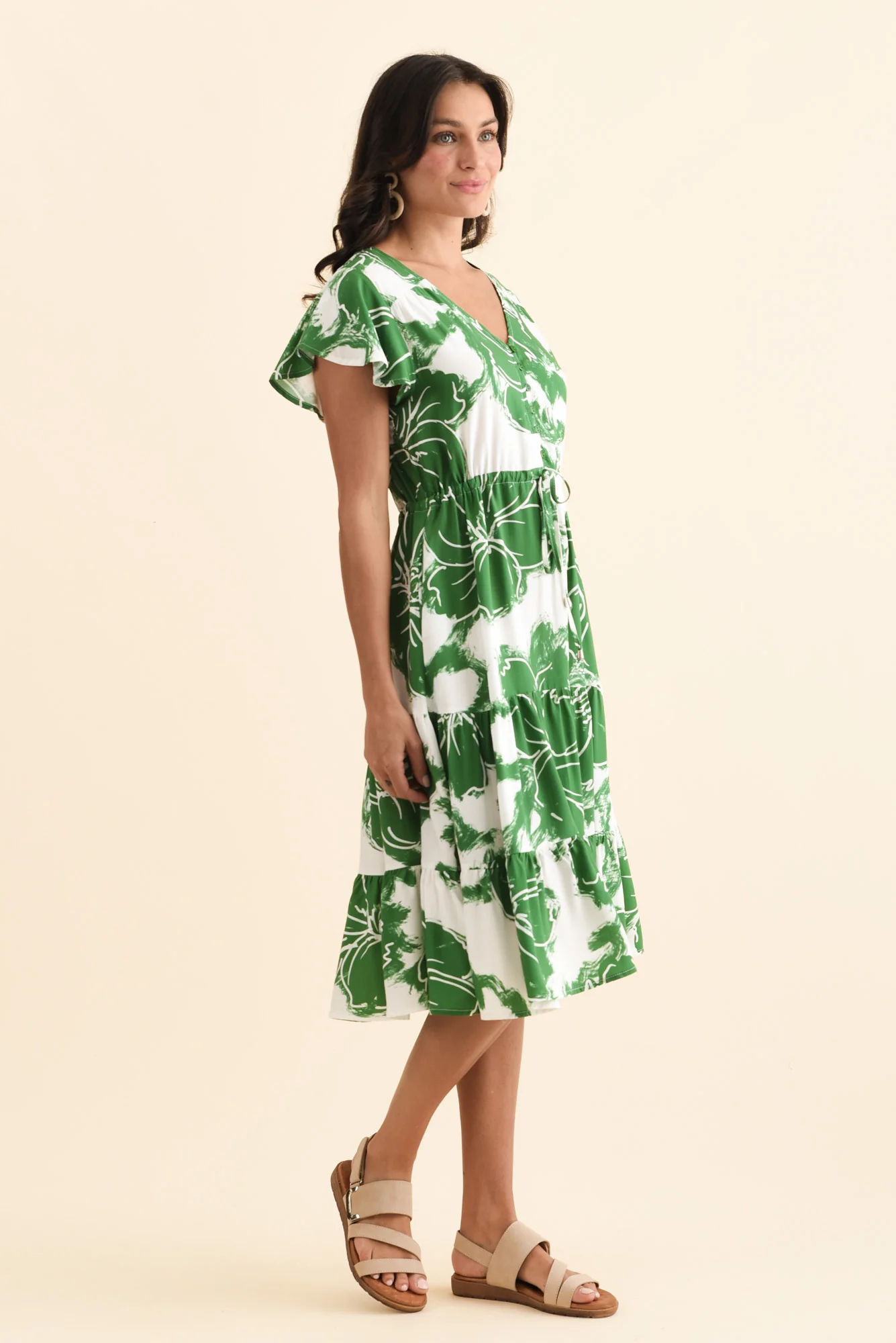 Sheri Green Flower Tier Dress - Image 3