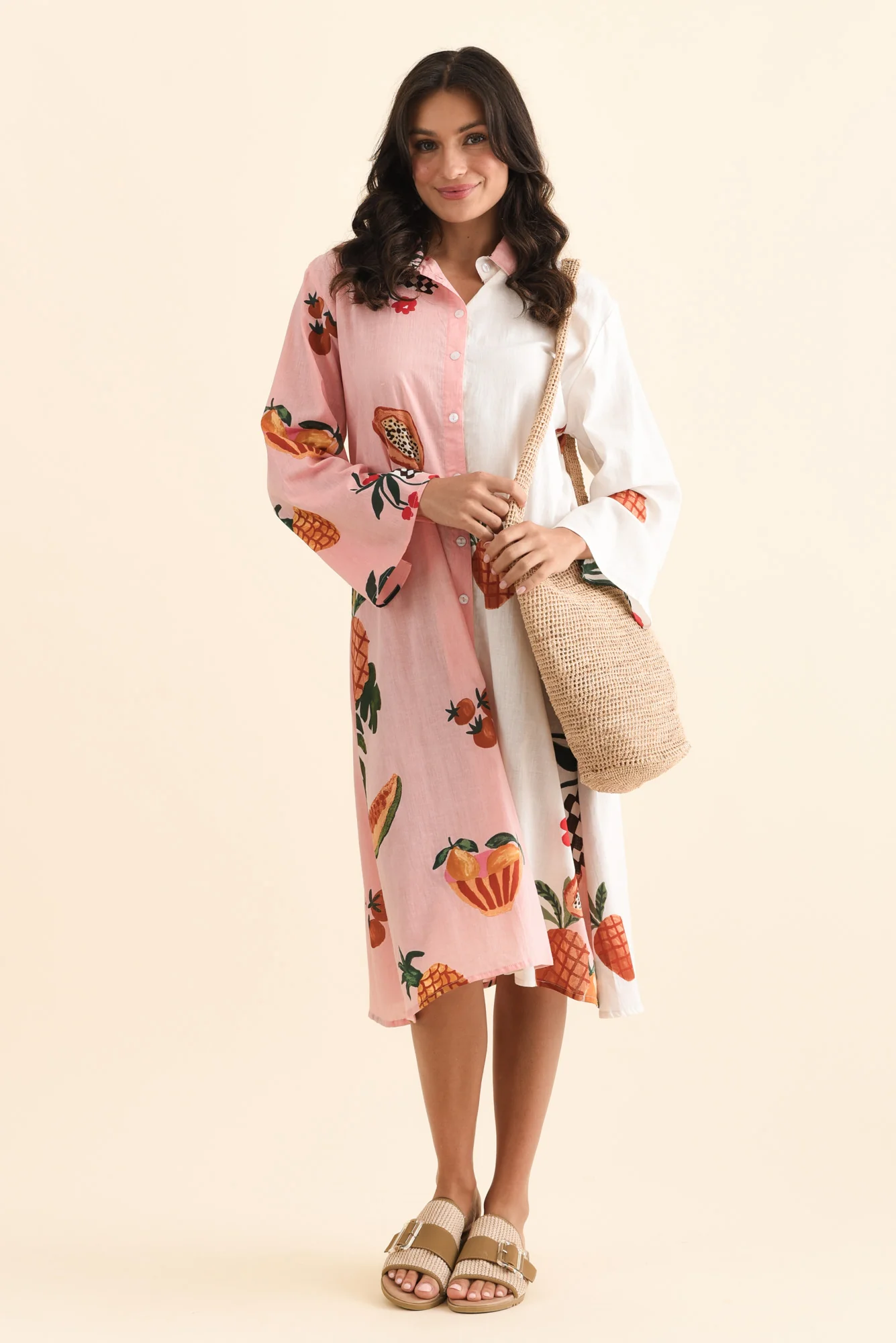 Stella Pink Fruity Cotton Shirt Dress