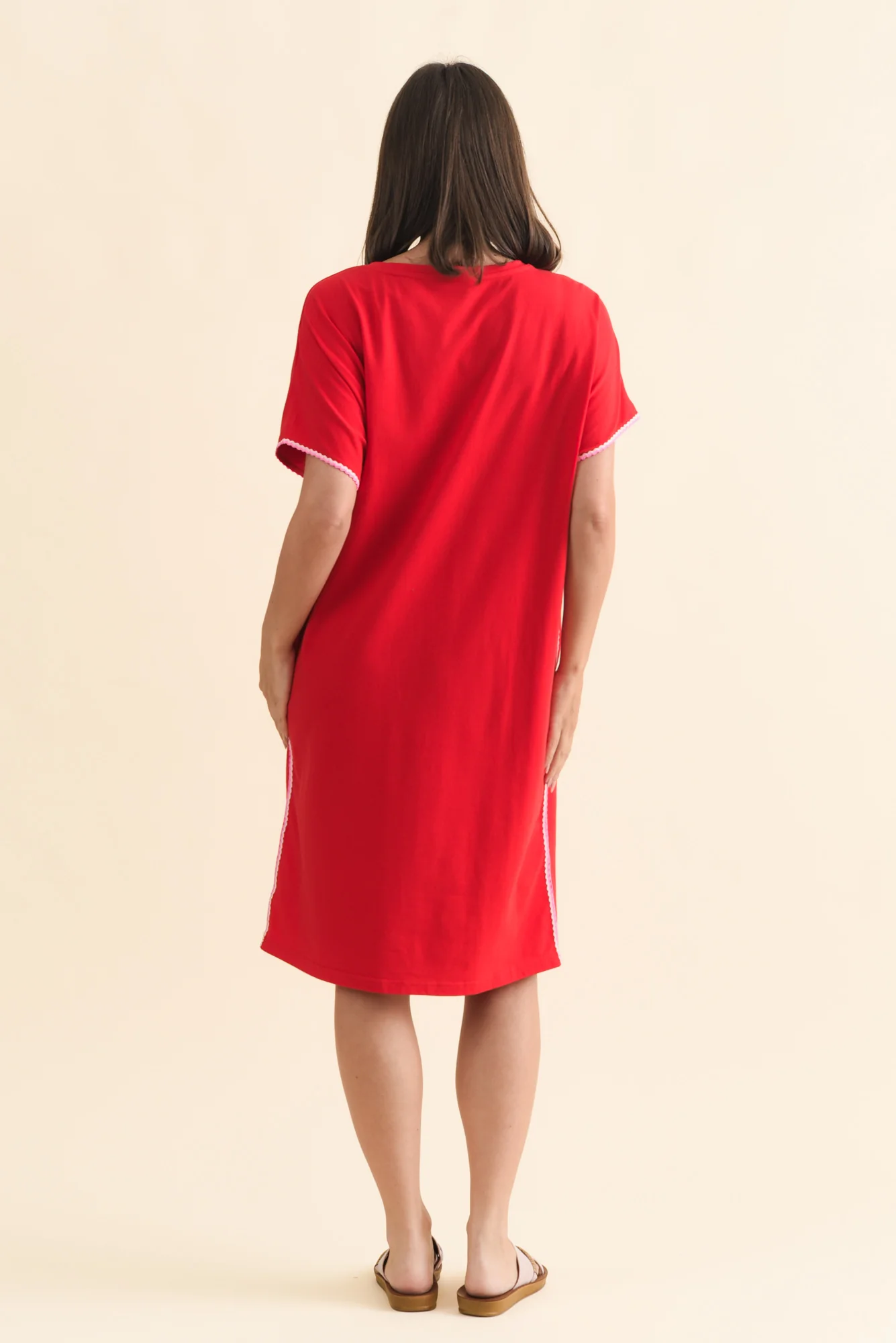 Stellar Red Contrast Cotton Tee Dress - Image 5