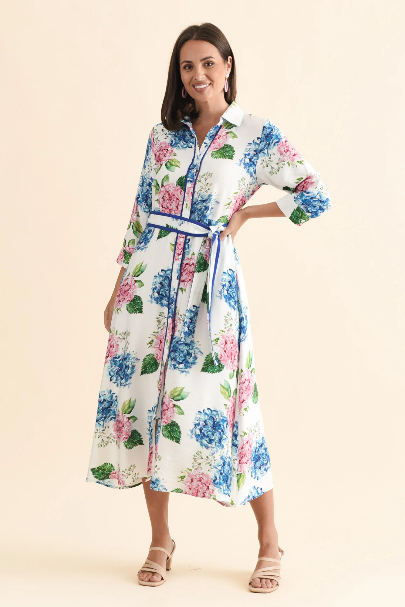 Taylah White Flower Linen Cotton Dress - Image 3