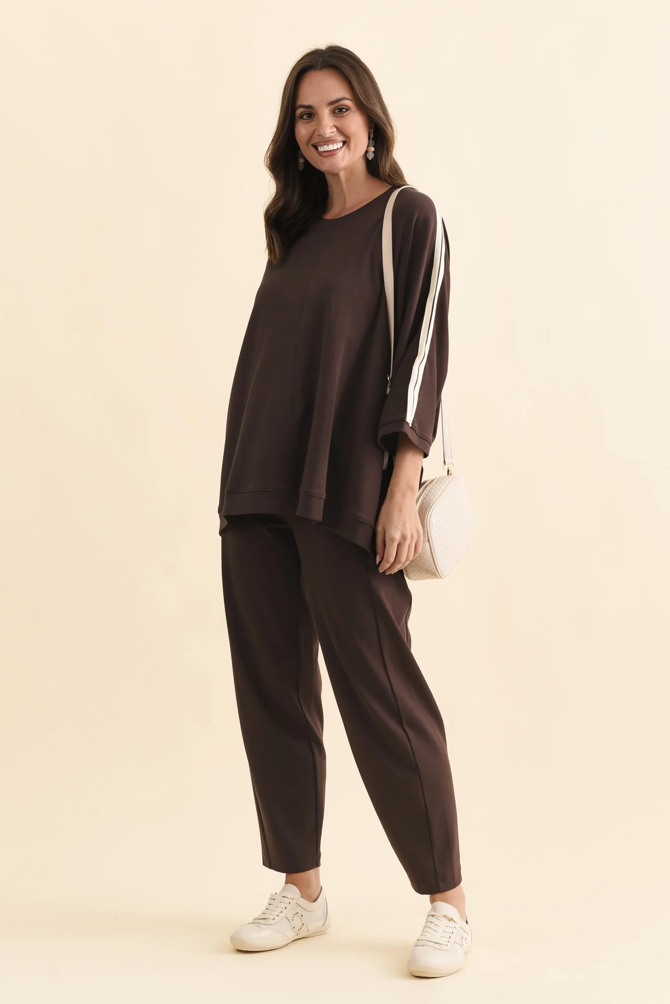Tenille Chocolate Cotton Barrel Pants - Image 6