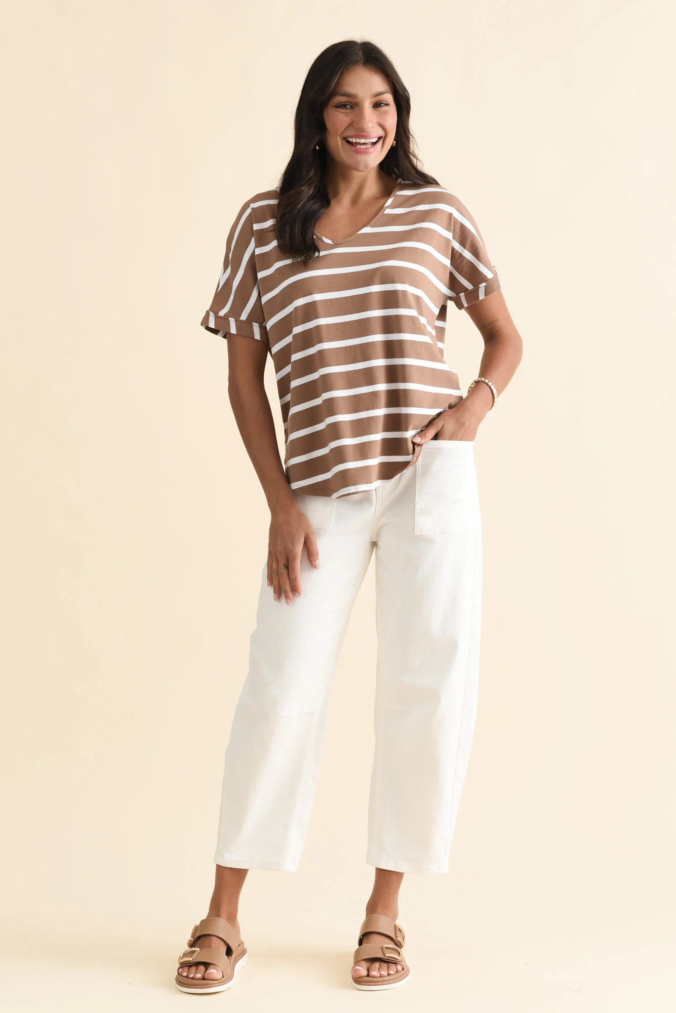 Toronto Chocolate Stripe Cotton Tee - Image 7