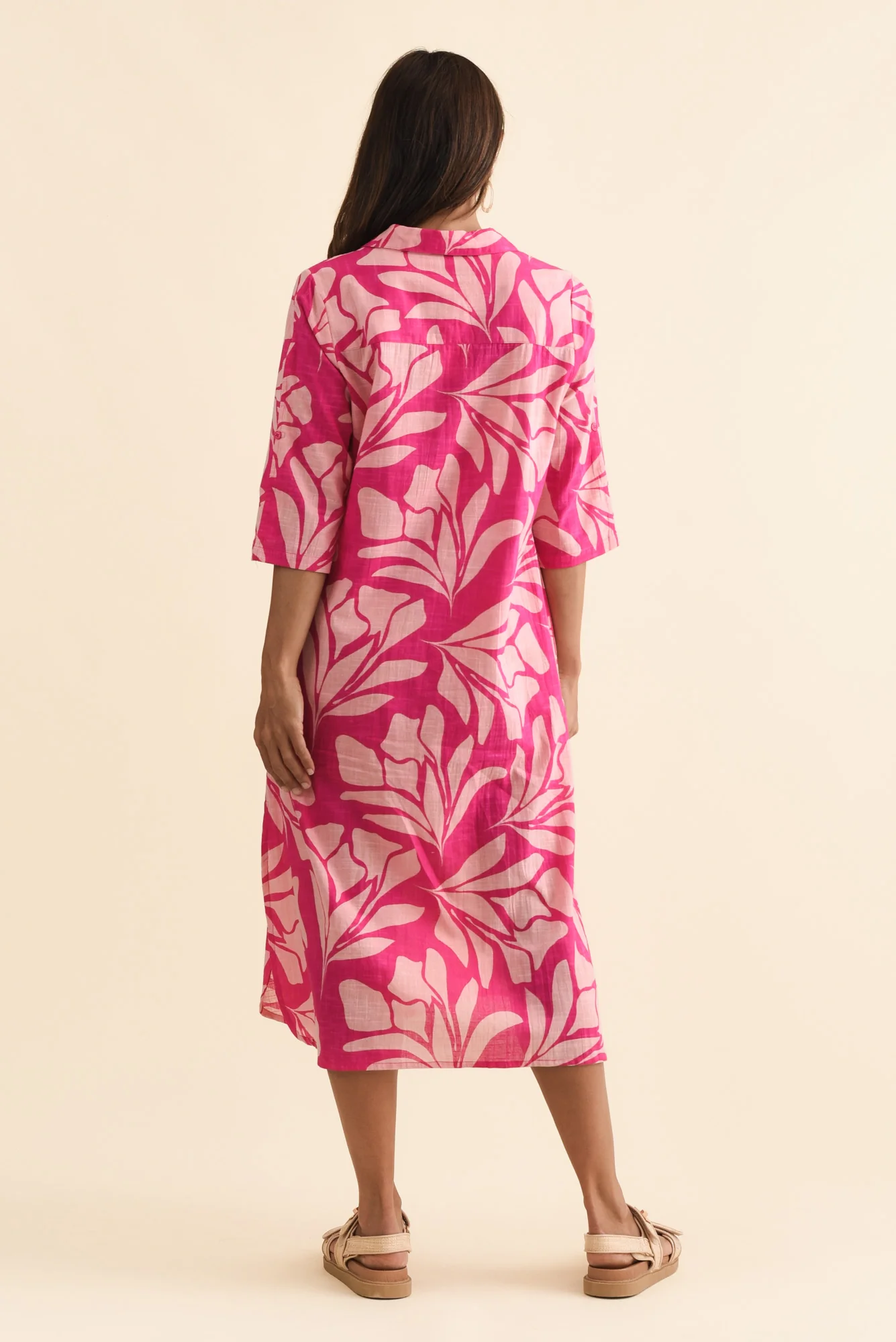 Tricia Pink Floral Cotton Shirt Dress - Image 4
