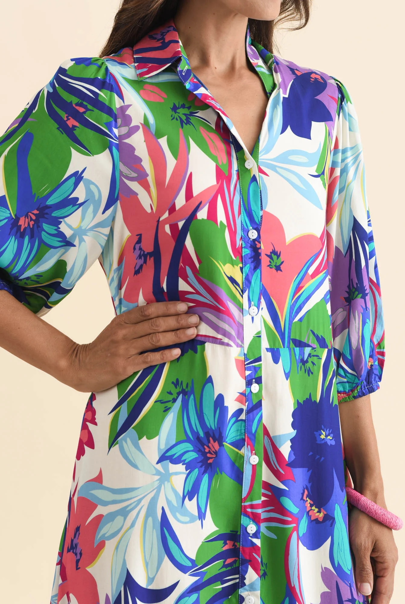 Trinity Blue Floral Tie Dress - Image 6